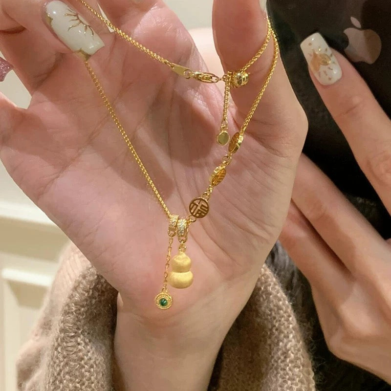 YUHE Lucky Gold Gourd Necklace