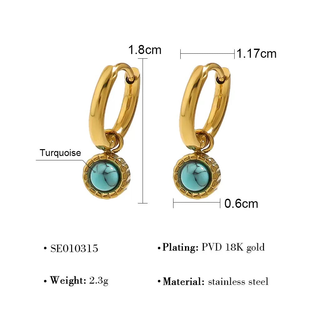 YUHE Minimalist Round Turquoise Stud Earrings Everyday Elegance