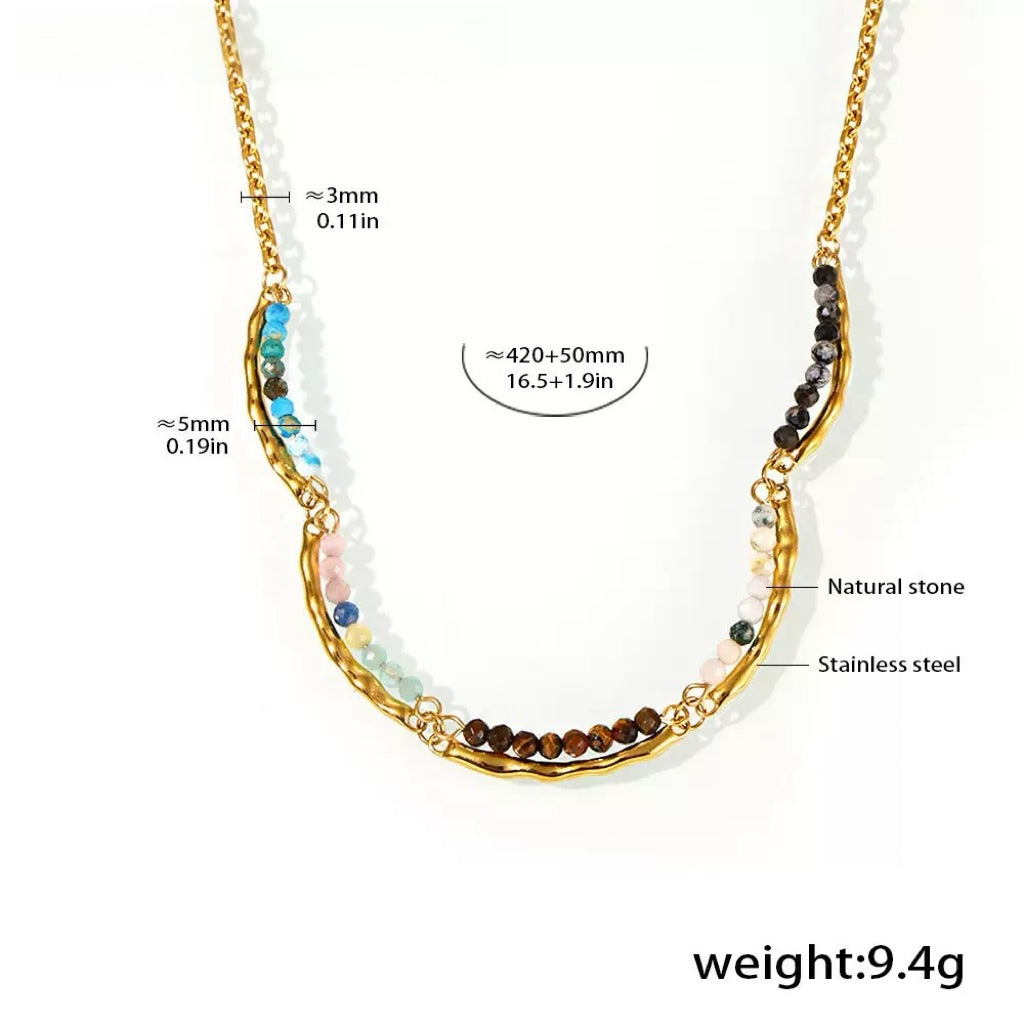 YUHE Handmade Natural Stone Beaded Sweetheart Necklace