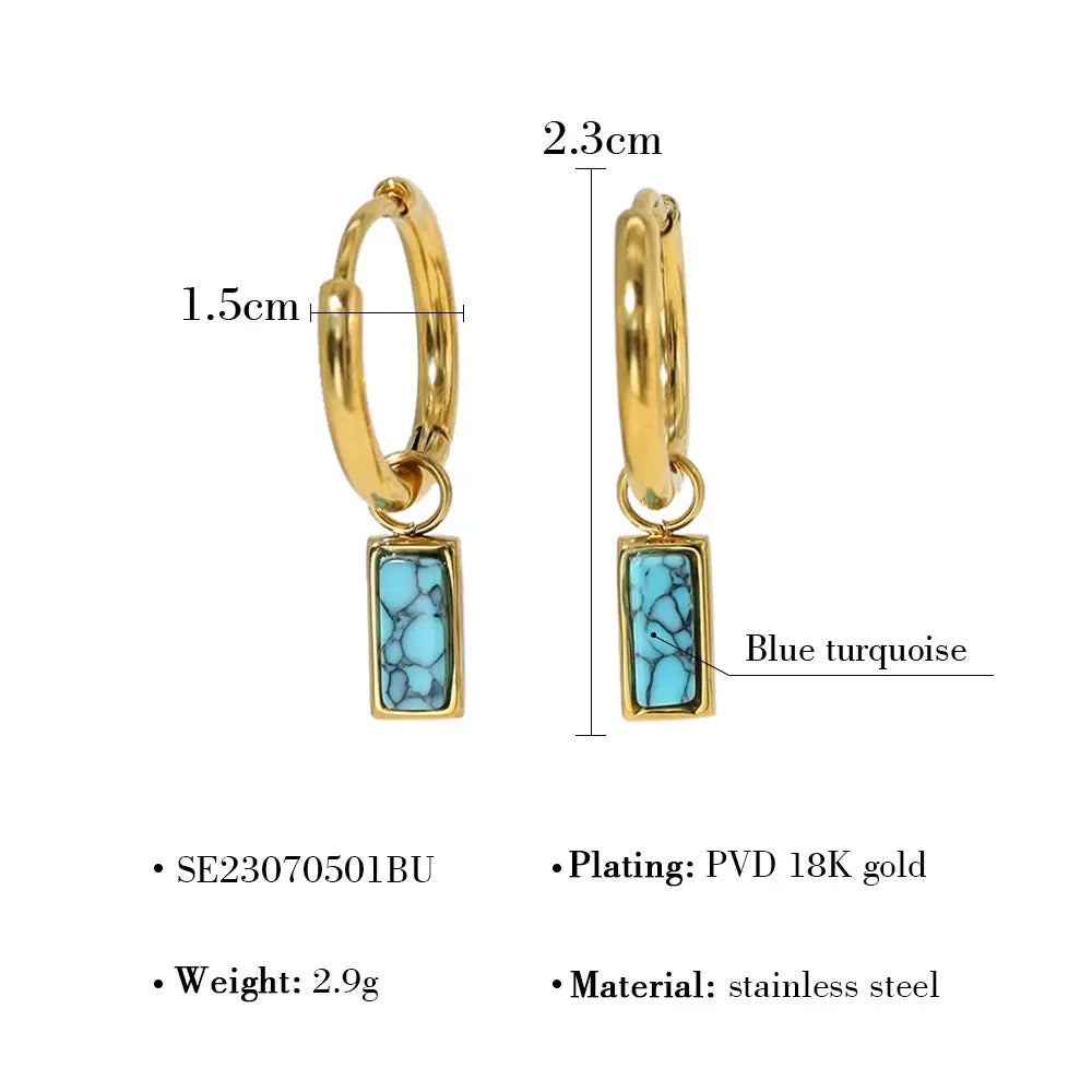 YUHE Geometric Minimalist Turquoise Stud Earrings