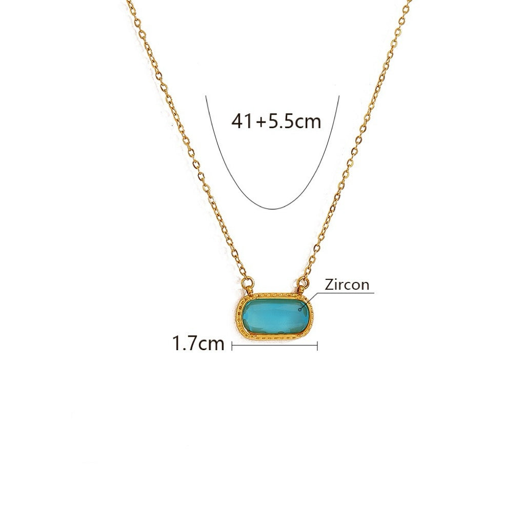 YUHE Oval Colorful Zircon Pendant Necklace | INS Style