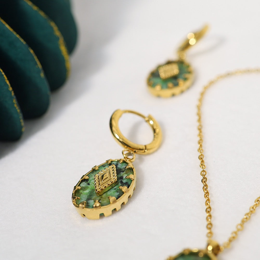 African Turquoise Vintage Stud Earrings