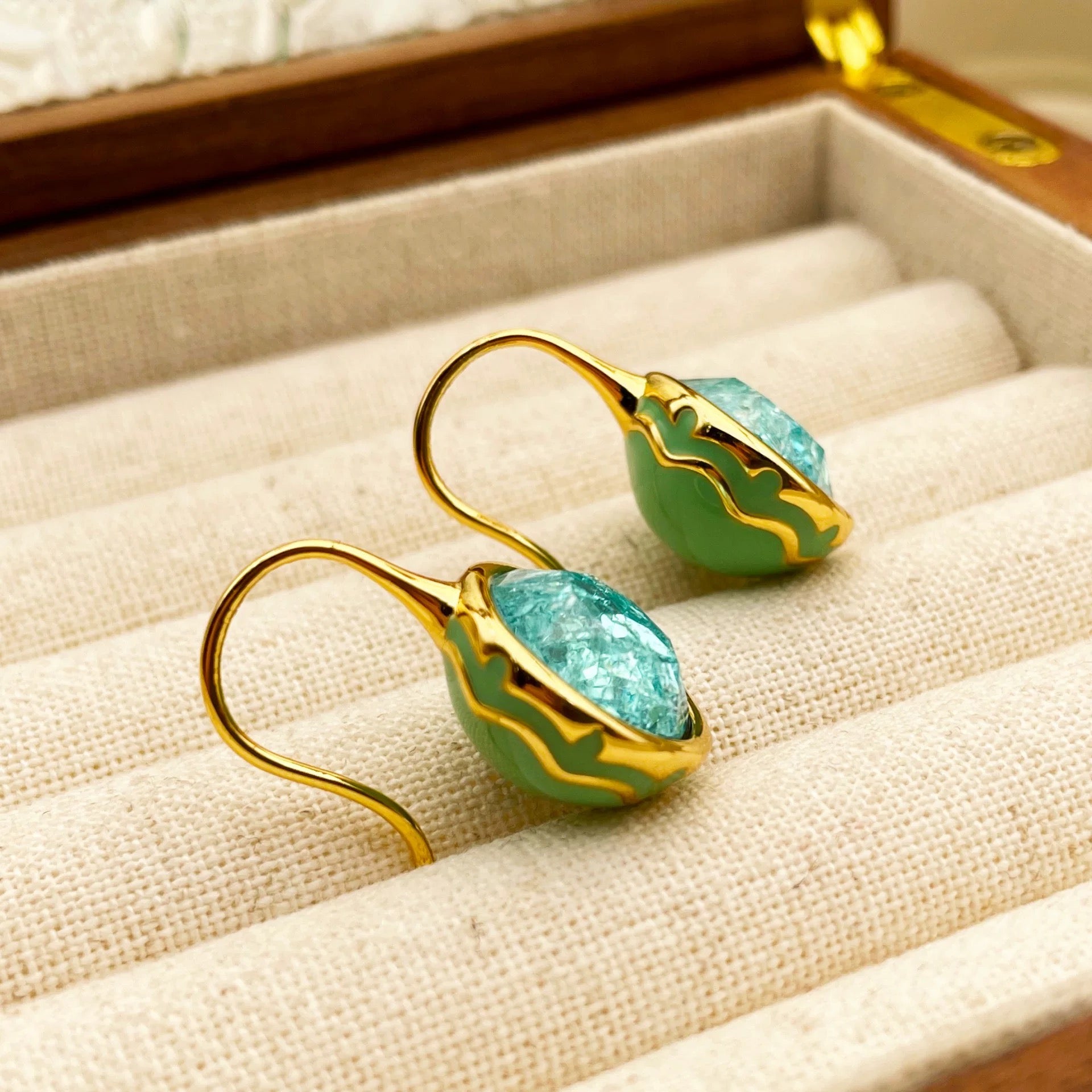 vintage crackle enamel earrings