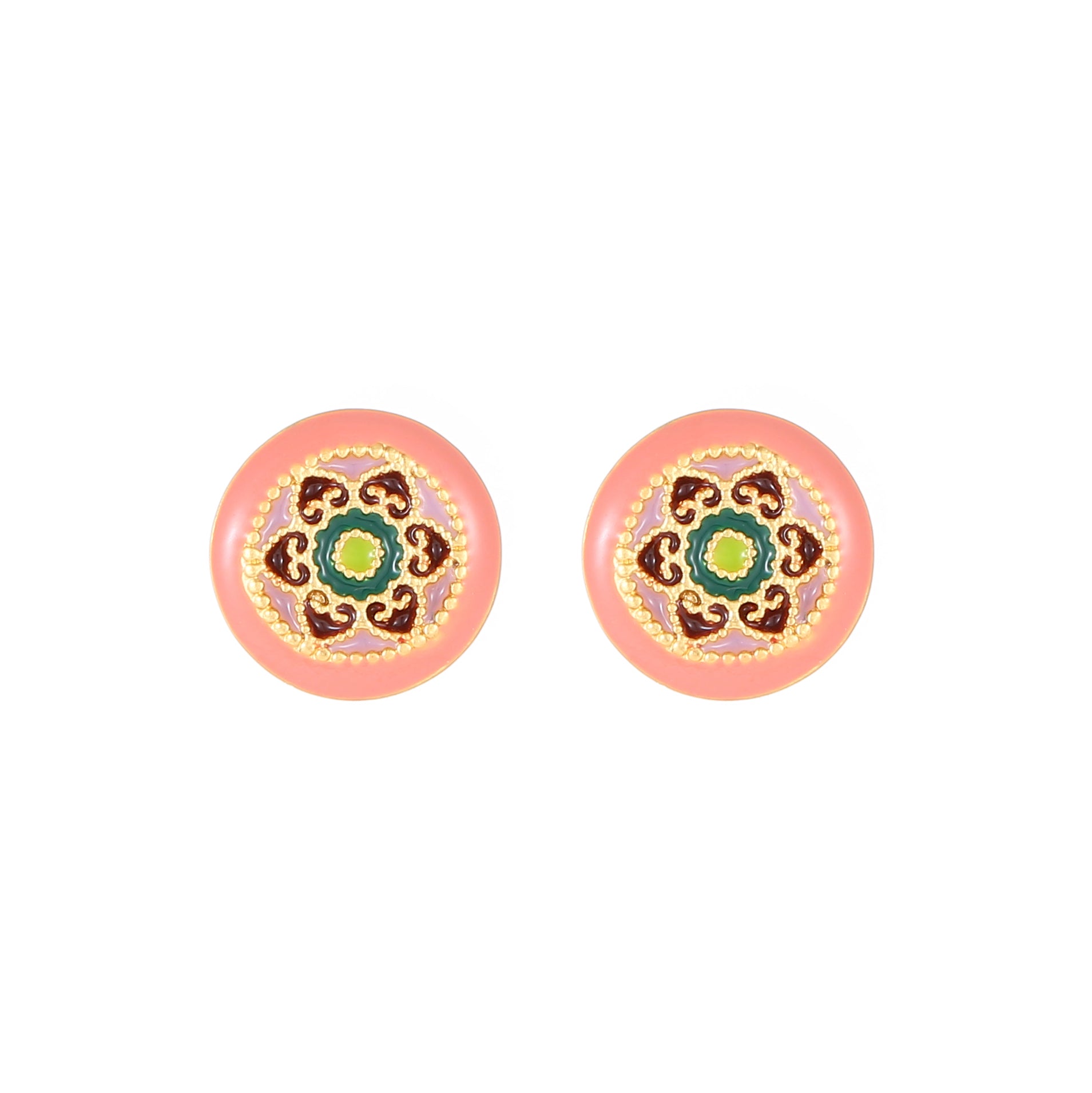 Oriental Style Colorful Earrings Summer Round Dopamine Earrings Flashing Zircon Drip Glaze Exquisite Earrings Women's Earrings