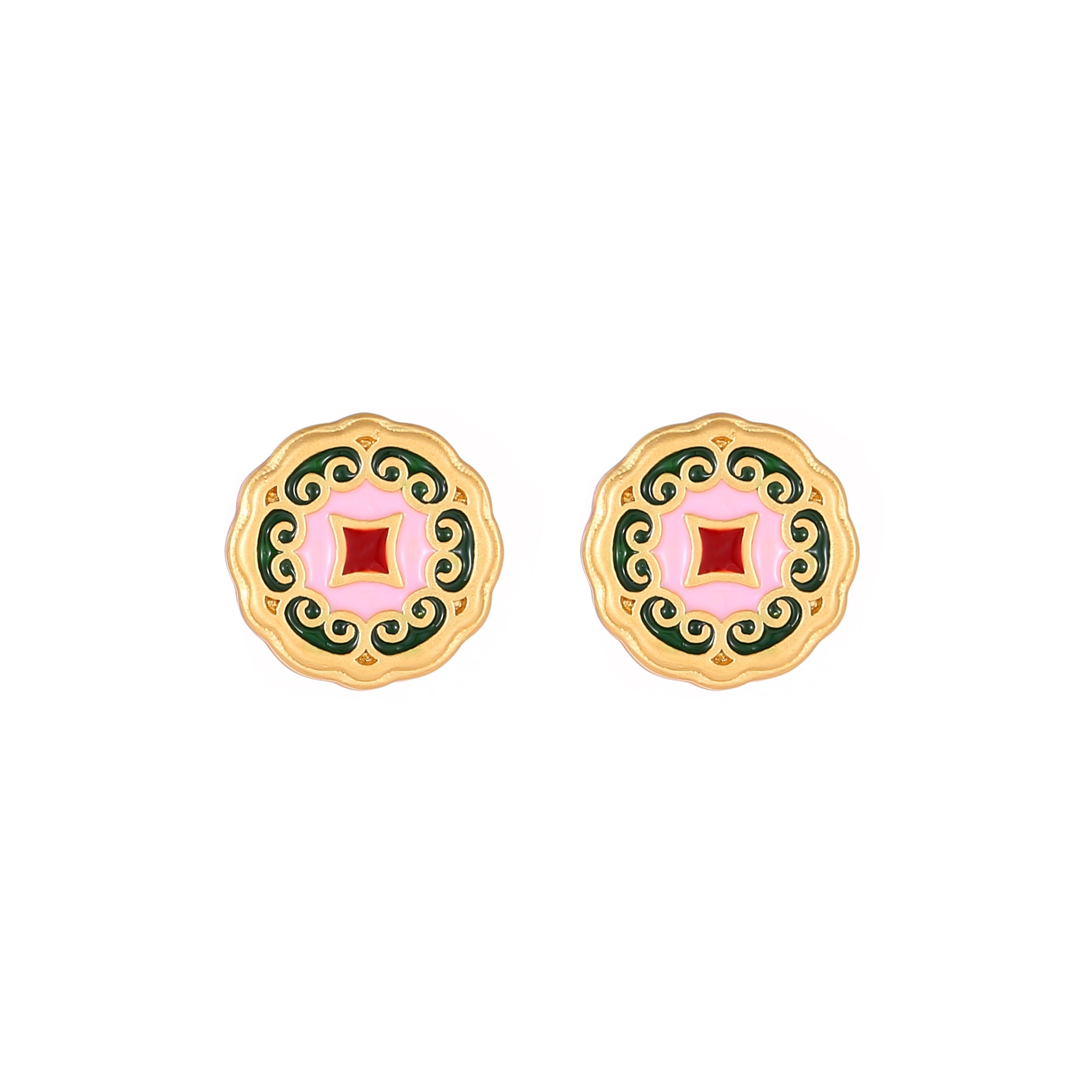 Oriental Classical Earrings Enamel Drip Glaze Colorful Earrings Summer Recommended Retro Palace Style Blessing Earrings