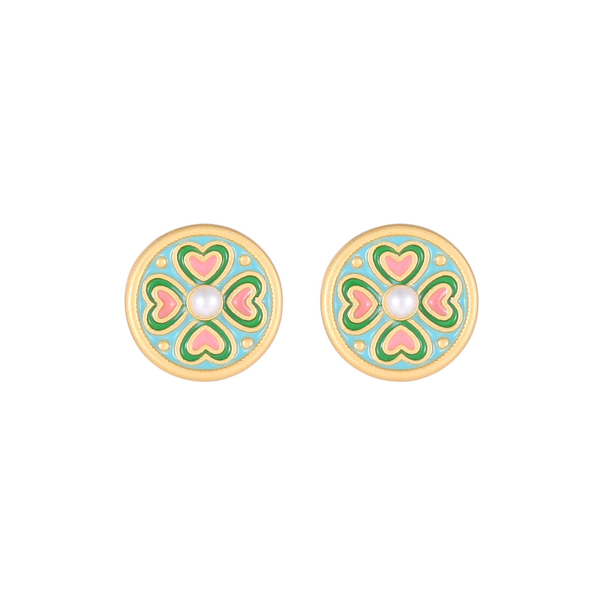Oriental Style Enamel Drip Glaze Exquisite Colorful Flower Earrings Summer Love Pearl Ladies Earrings