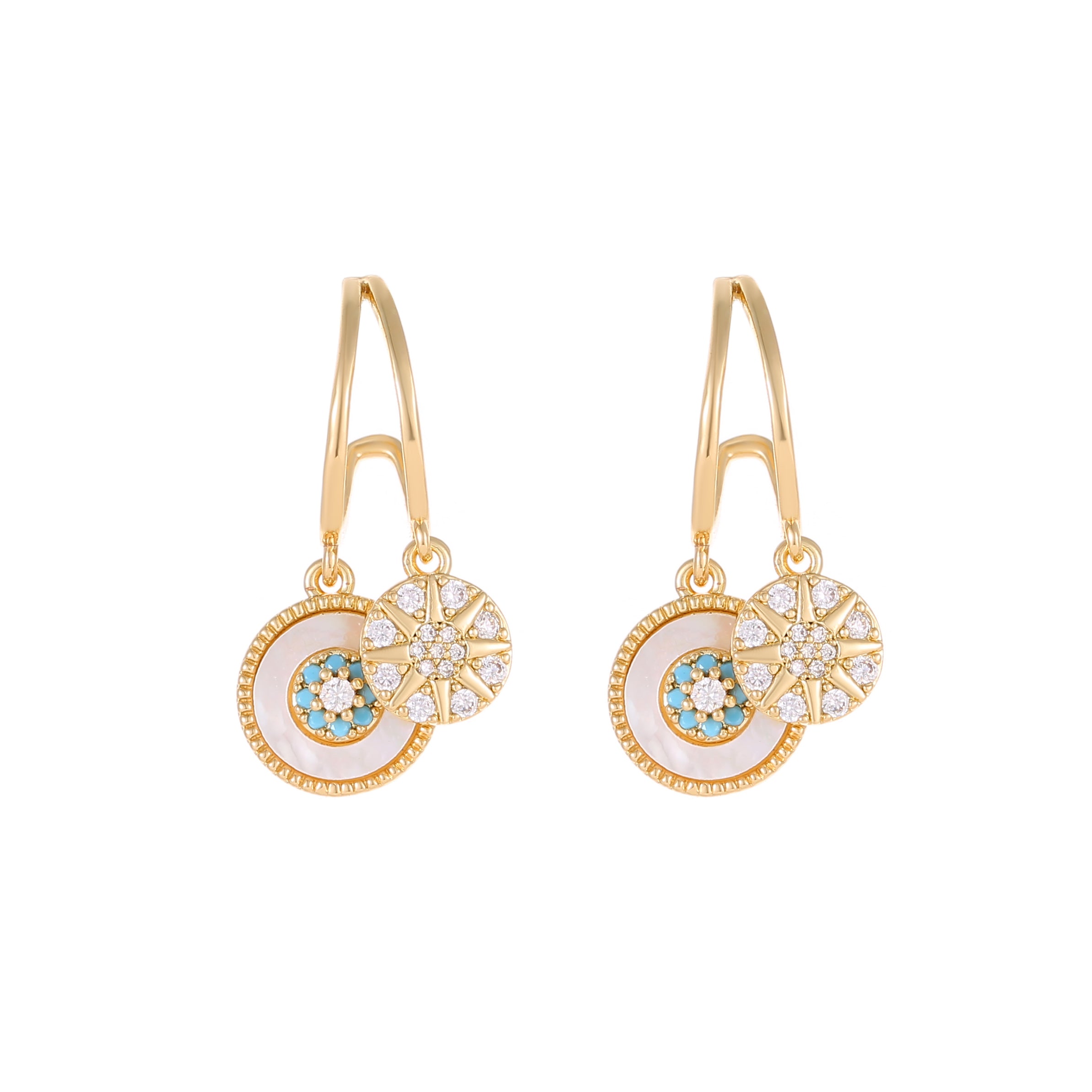 The Daughter of the Sea Zircon Eight-pointed Star Shell Earrings Women's Earrings Simple Gold Earrings