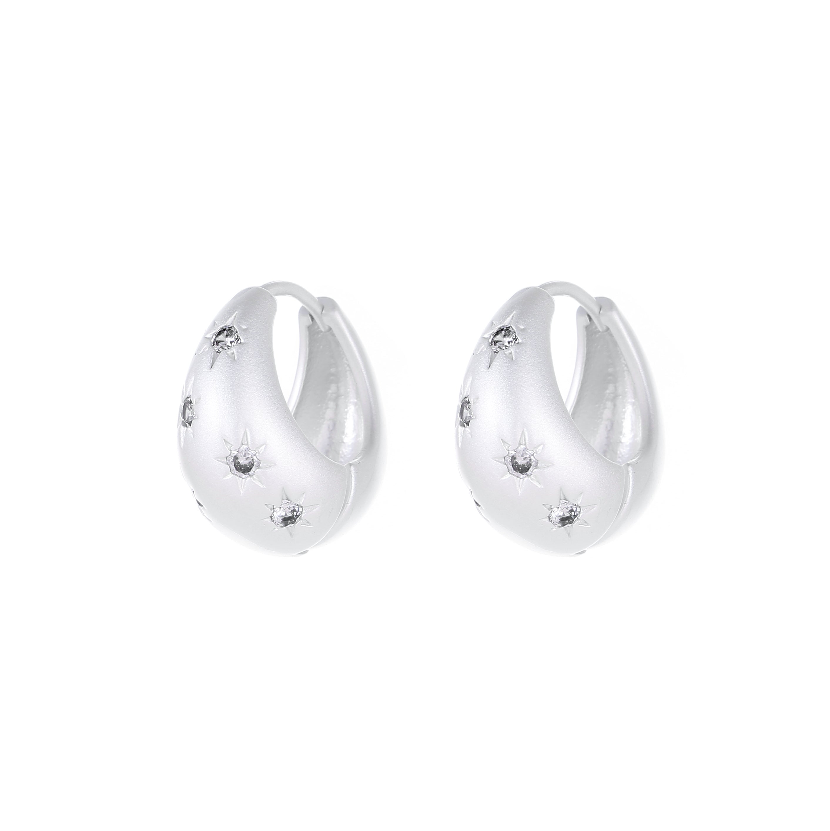 Simple Silver Earrings Shiny Zircon Six-pointed Star Earrings Designer Fashion Women's Jewelry