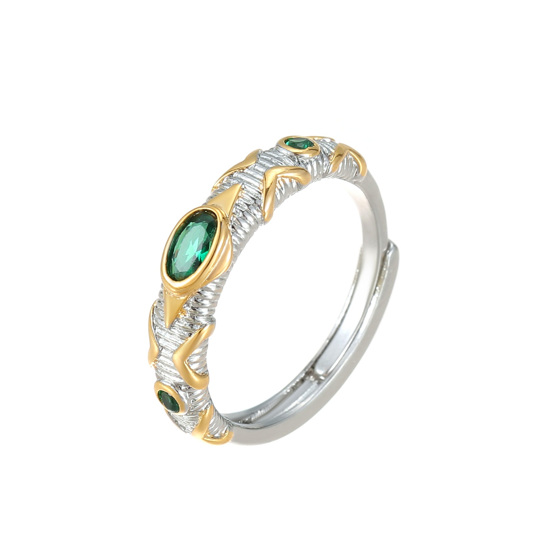 Vintage Emerald Zircon Ring Niche Luxury Women's Open Ring