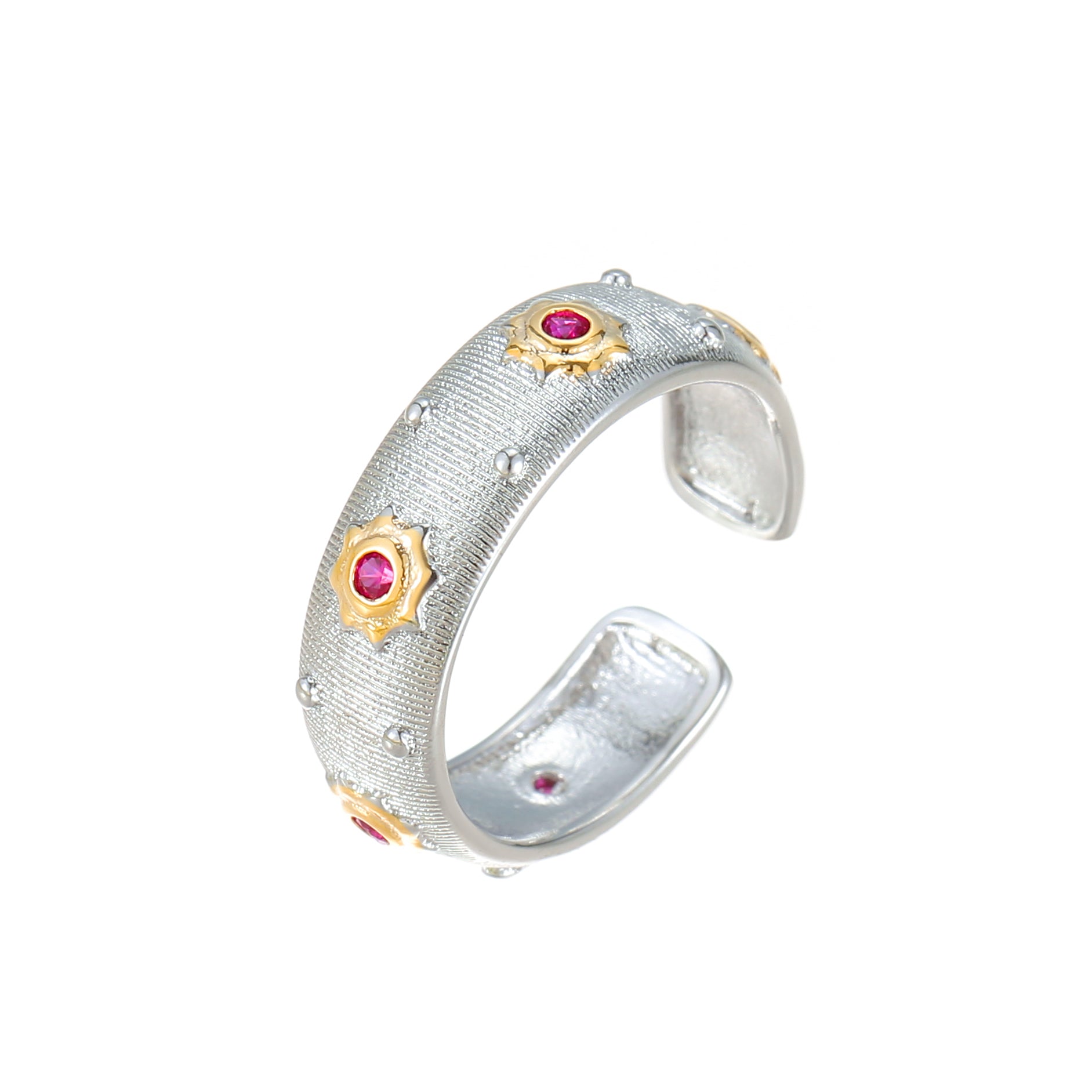 Retro Sunflower Ring Palace Style Gorgeous Ring Vintage Zircon Open Adjustable Ring
