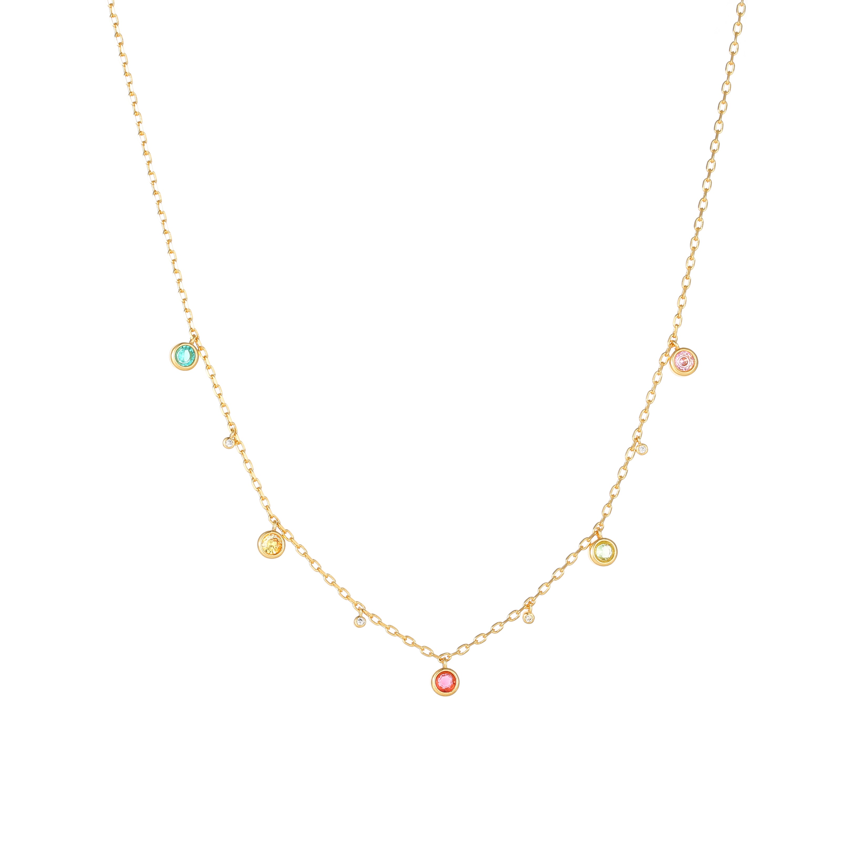 Rainbow Neclace Candy Color Tourmaline Tassel Dopamine Multi-Gemstone Necklace Women's Necklace