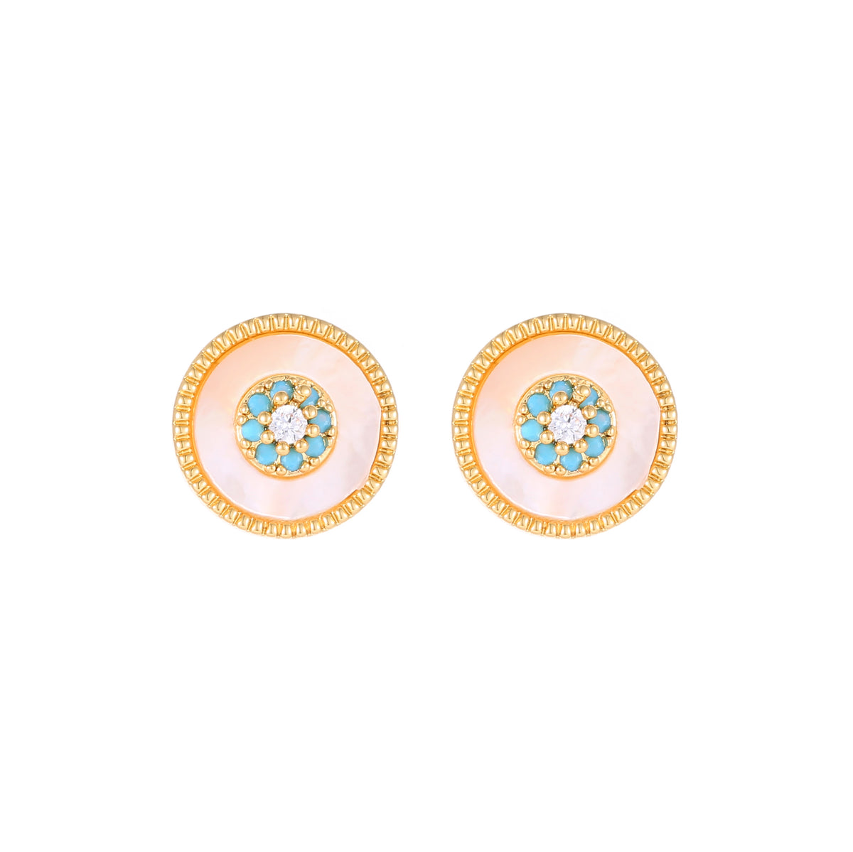 French Retro Natural Shell Stud Earrings