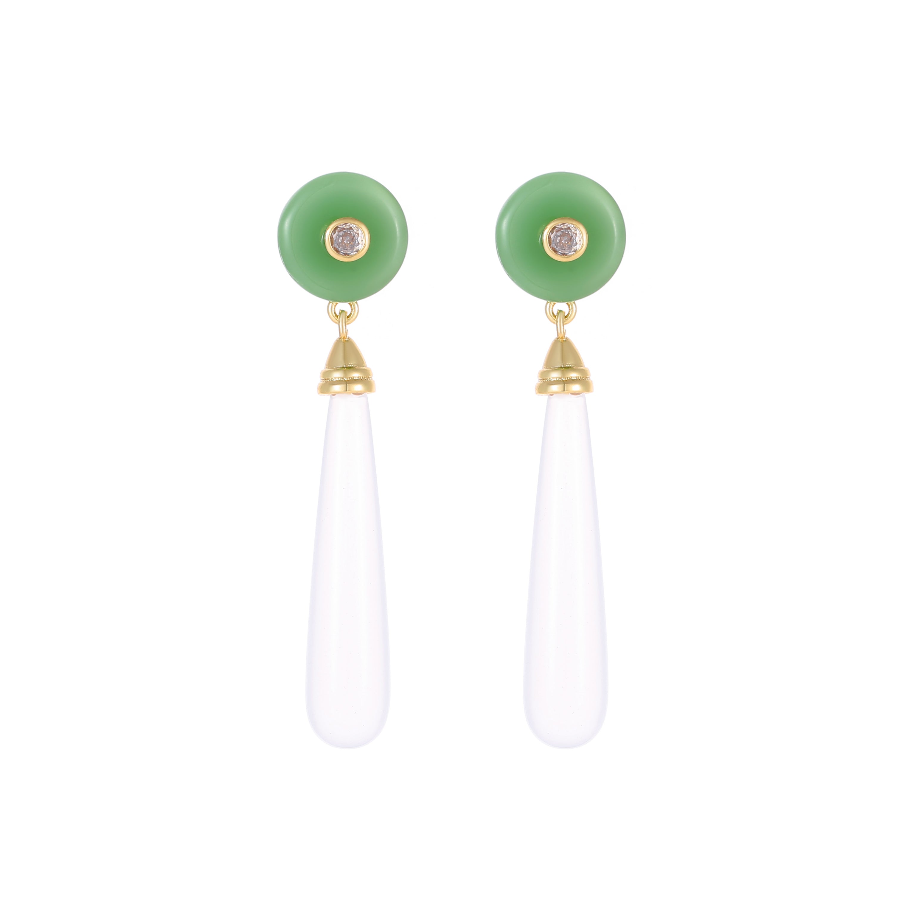 Vintage Natural Jade Earrings Oriental Style Green Pendant Sterling Silver Earrings Women's Jewelry