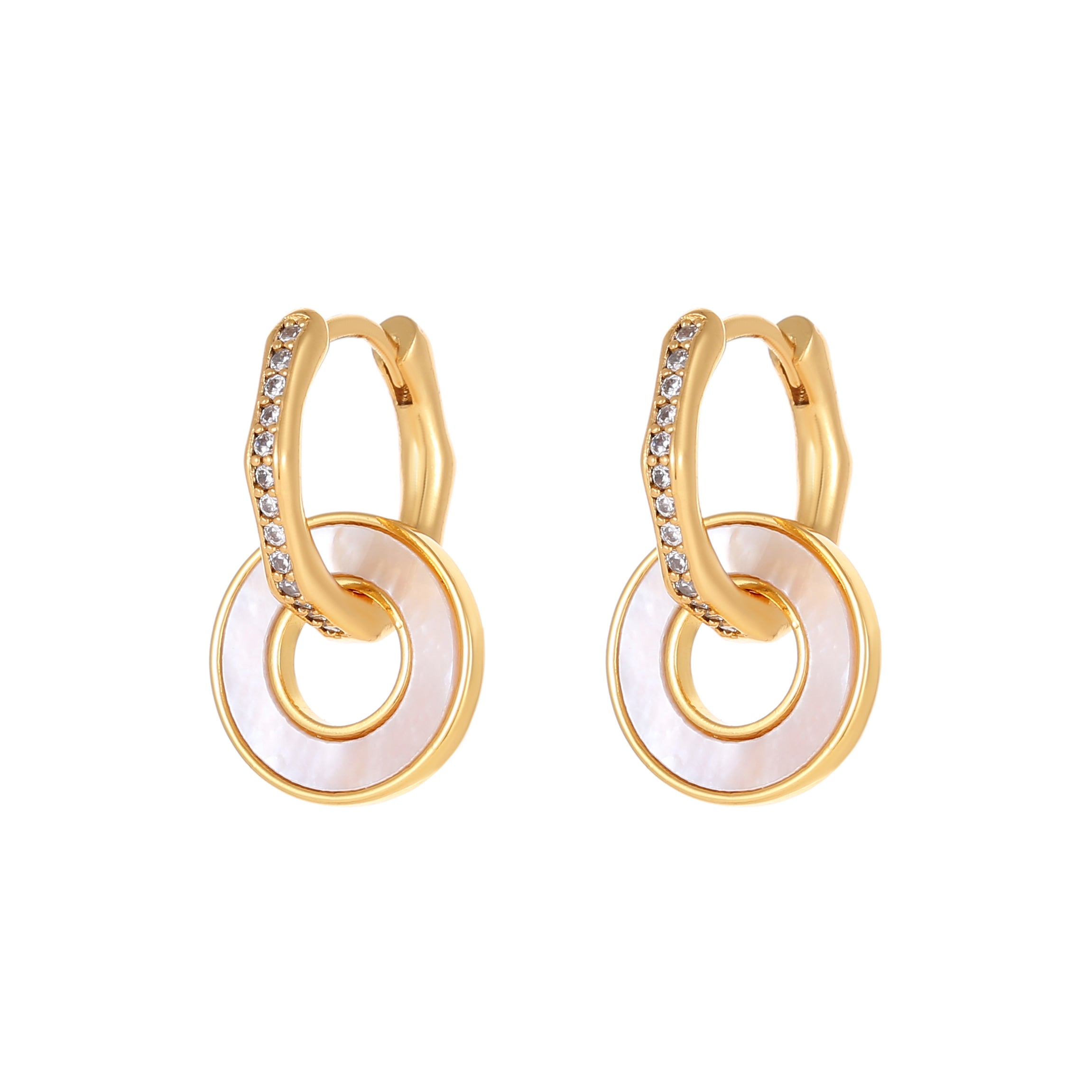 Fashion Design Simple Gold Earrings Exquisite Zircon Mother Of Pearl Earrings Earrings Women's Jewelry