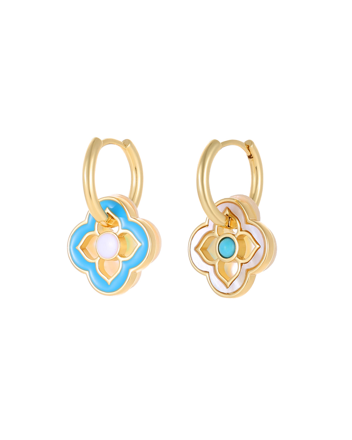 Oriental-Inspired Four-Leaf Clover Earrings