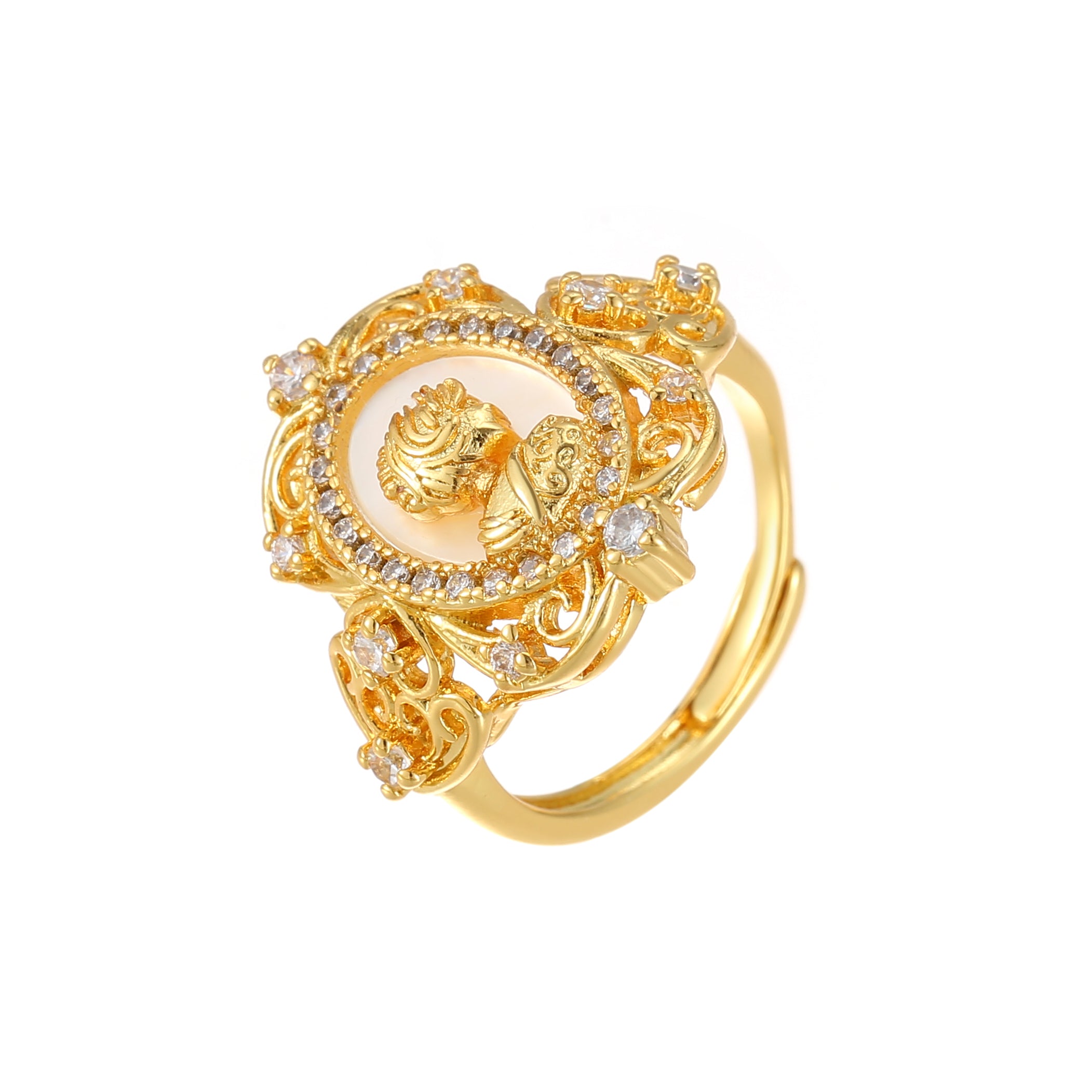 Baroque Goddess Ring Classical Gold Goddess Exquisite Ring Vintage Engraving Women's Ring