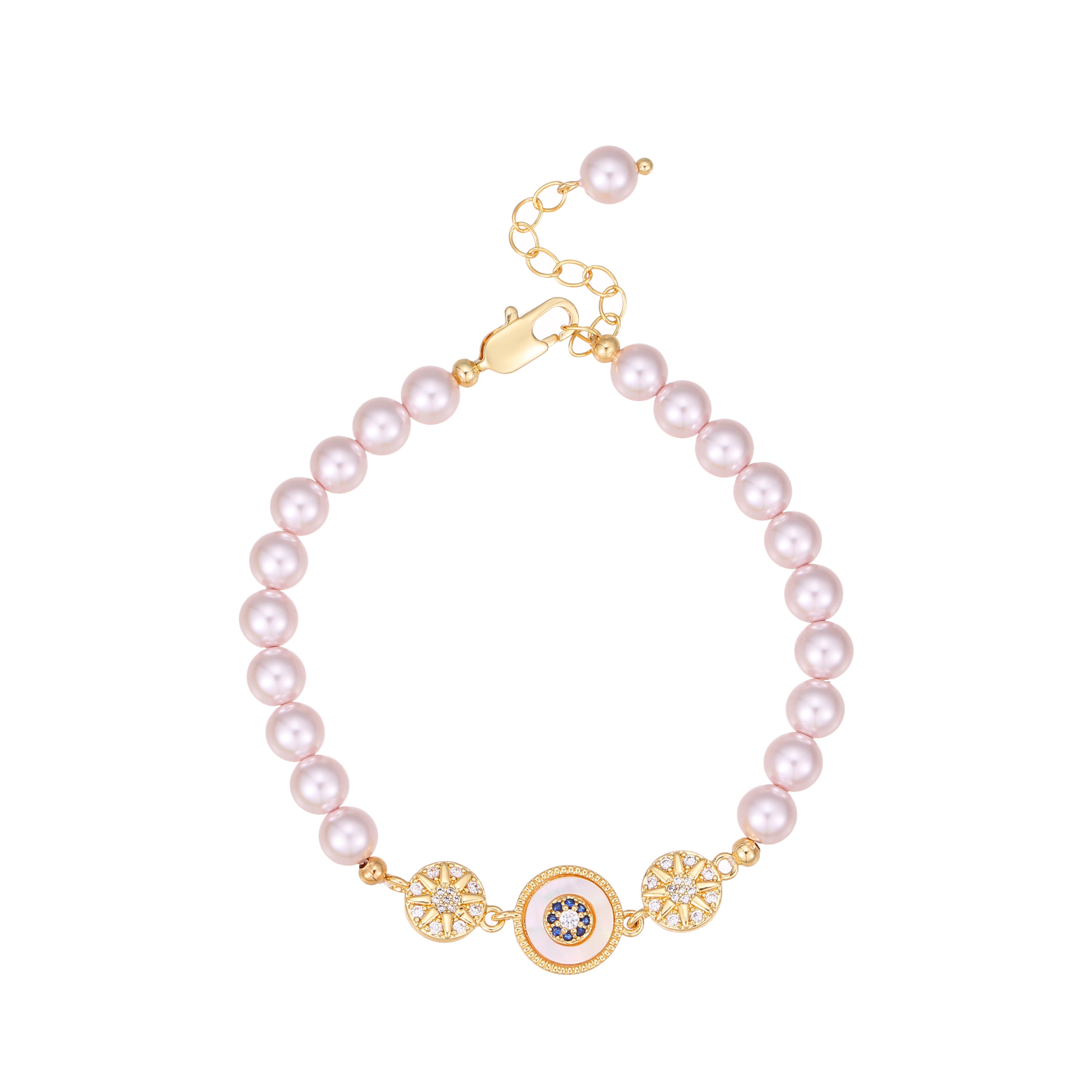 Natural Freshwater Pearl Bracelet Eight-pointed Star With Diamonds Sea Blue Bracelet High-end French Women's Bracelet