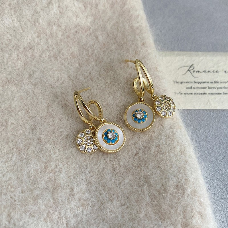 The Daughter of the Sea Zircon Eight-pointed Star Shell Earrings Women's Earrings Simple Gold Earrings
