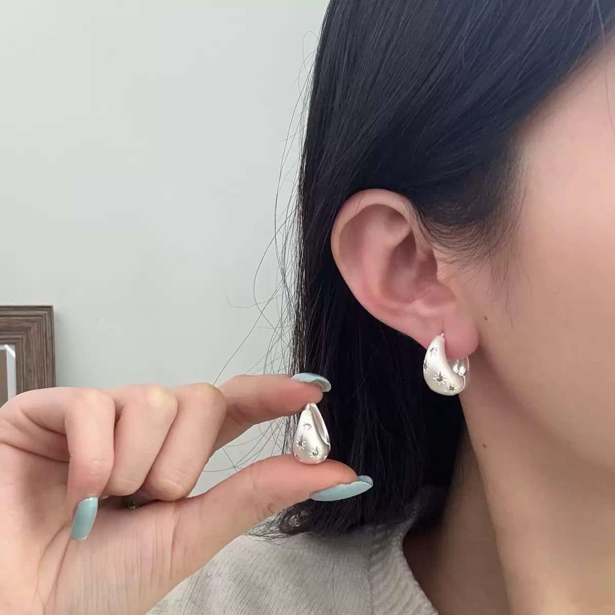 Simple Silver Earrings Shiny Zircon Six-pointed Star Earrings Designer Fashion Women's Jewelry