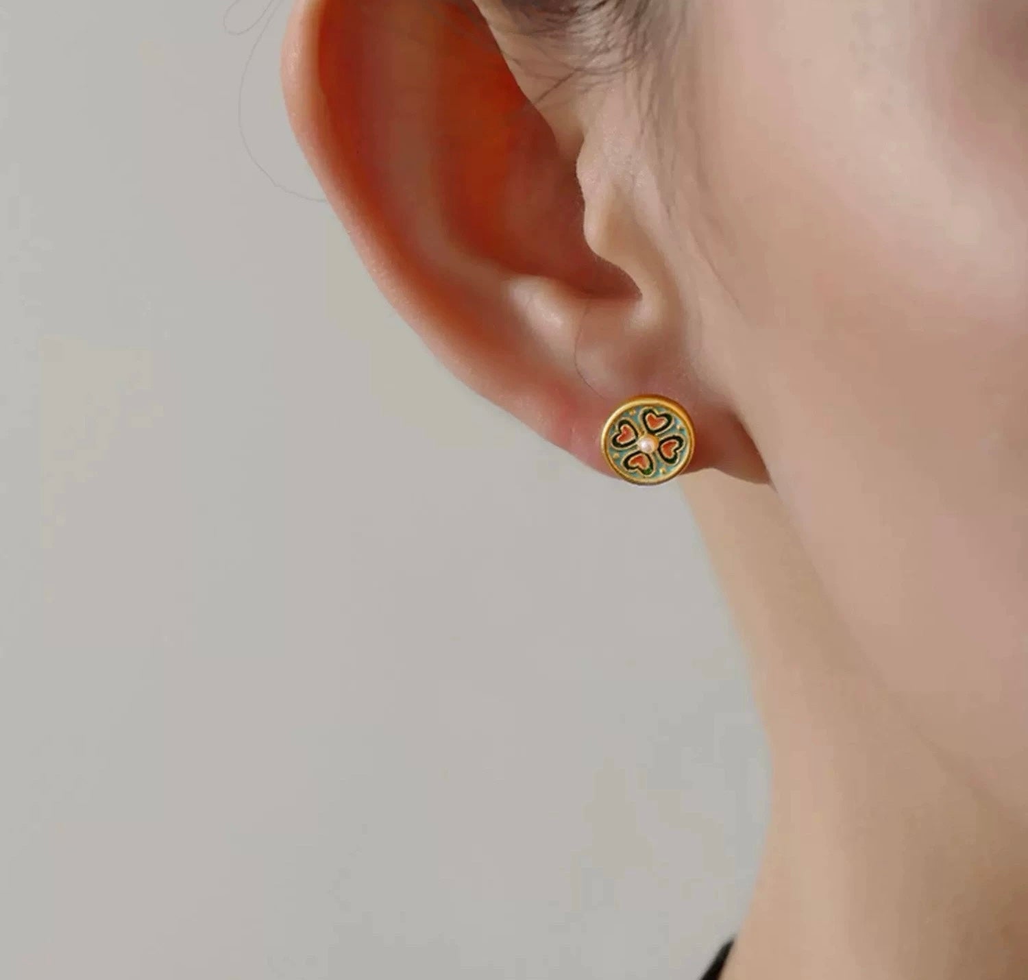 Oriental Style Enamel Drip Glaze Exquisite Colorful Flower Earrings Summer Love Pearl Ladies Earrings