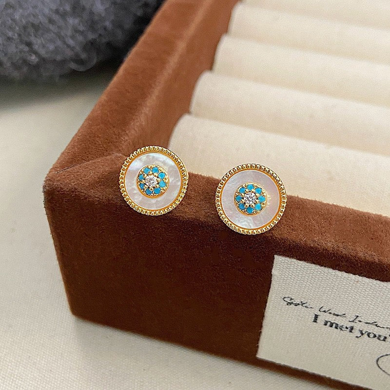 Natural Shell Earrings Natural Turquoise Earrings French Retro Women's Earrings