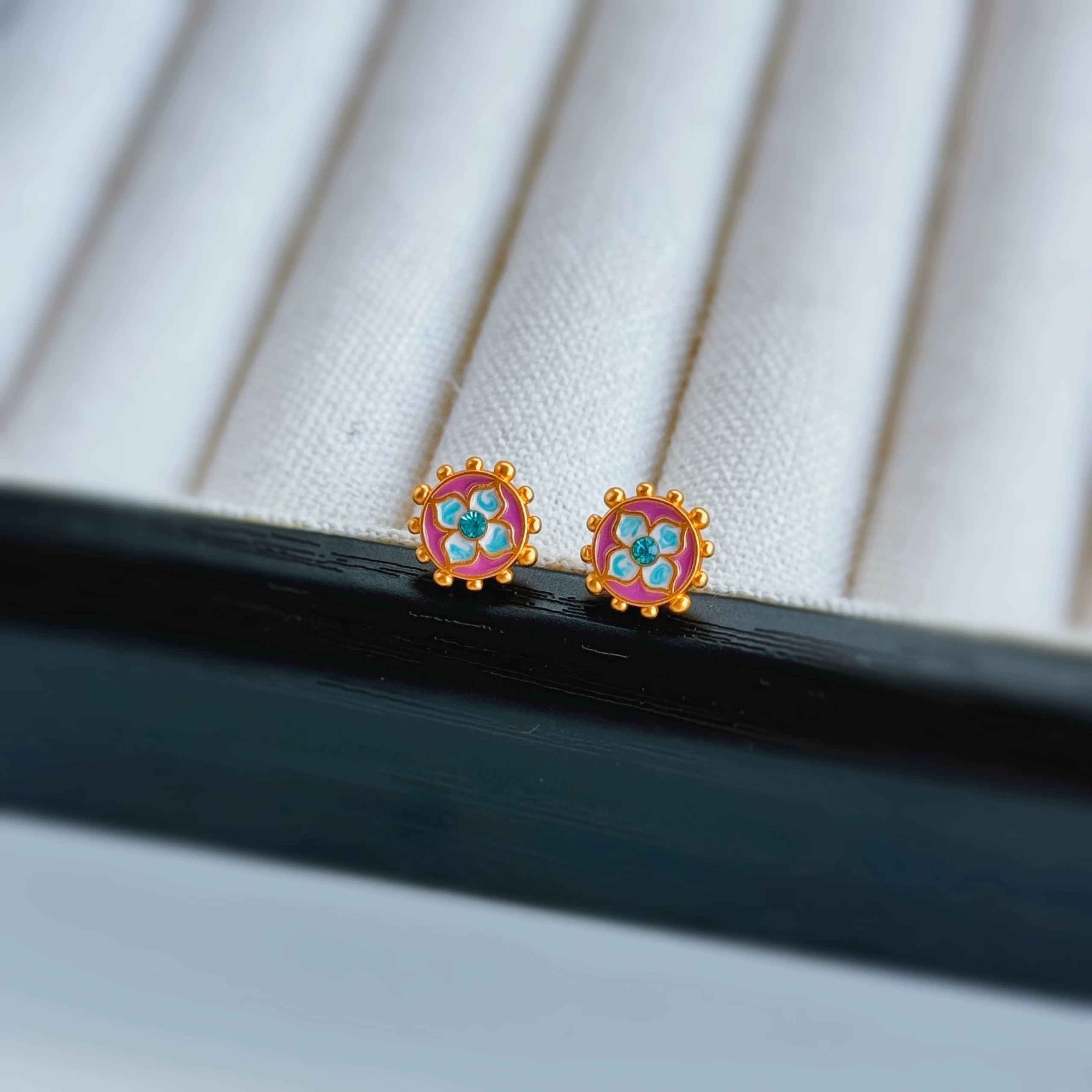 Summer Color Earrings Retro Glaze Drip Earrings Dopamine Style Zircon Exquisite Earrings