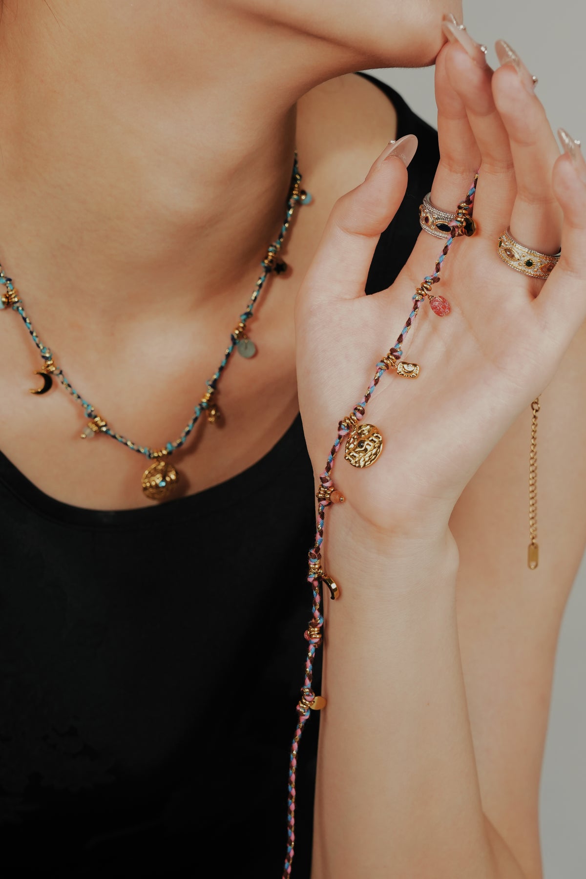 Hand-Woven Zircon Cord Necklace
