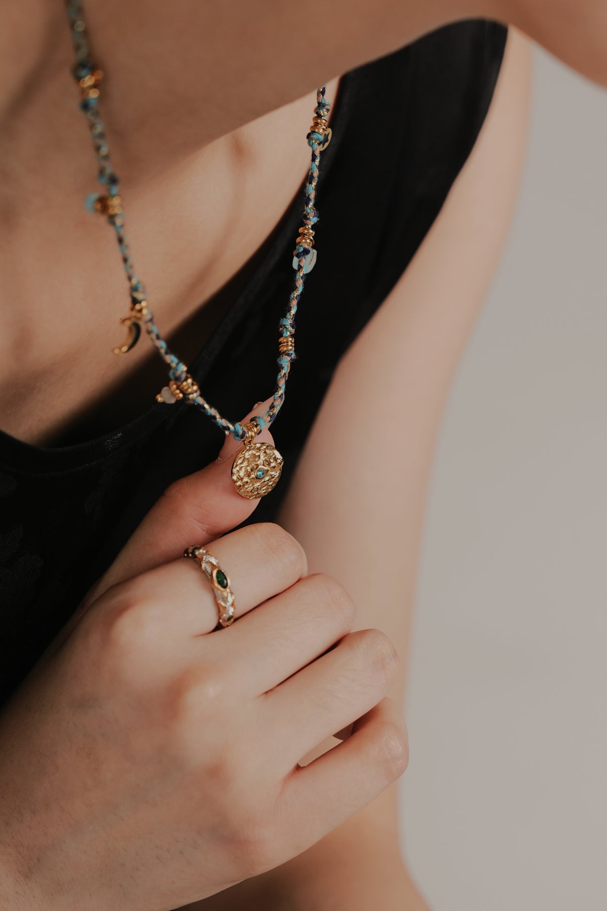 Hand-Woven Zircon Cord Necklace