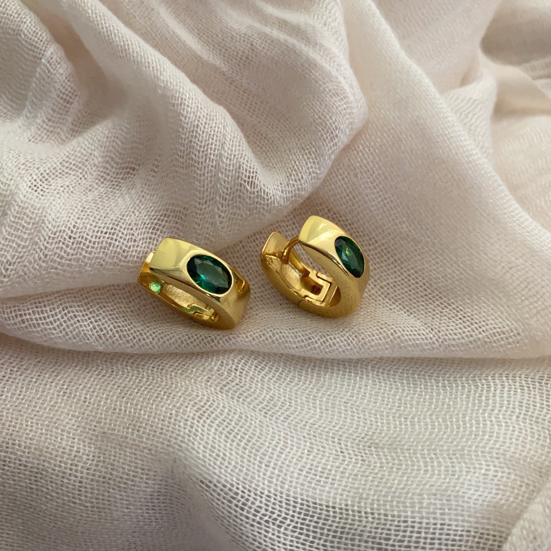 Vintage Emerald Zircon Earrings Vintage Small Earrings Birthday Gift