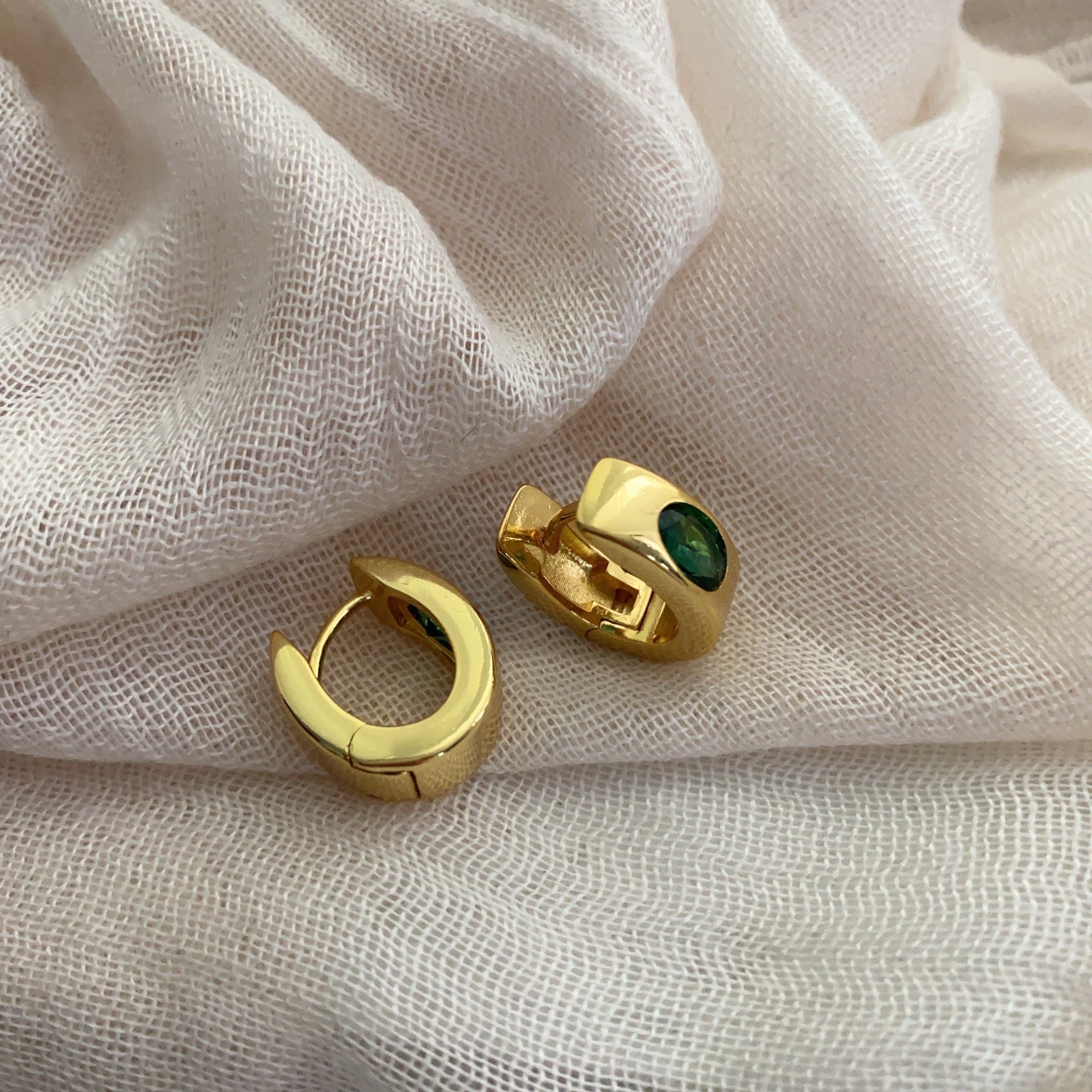 Vintage Emerald Zircon Earrings Vintage Small Earrings Birthday Gift