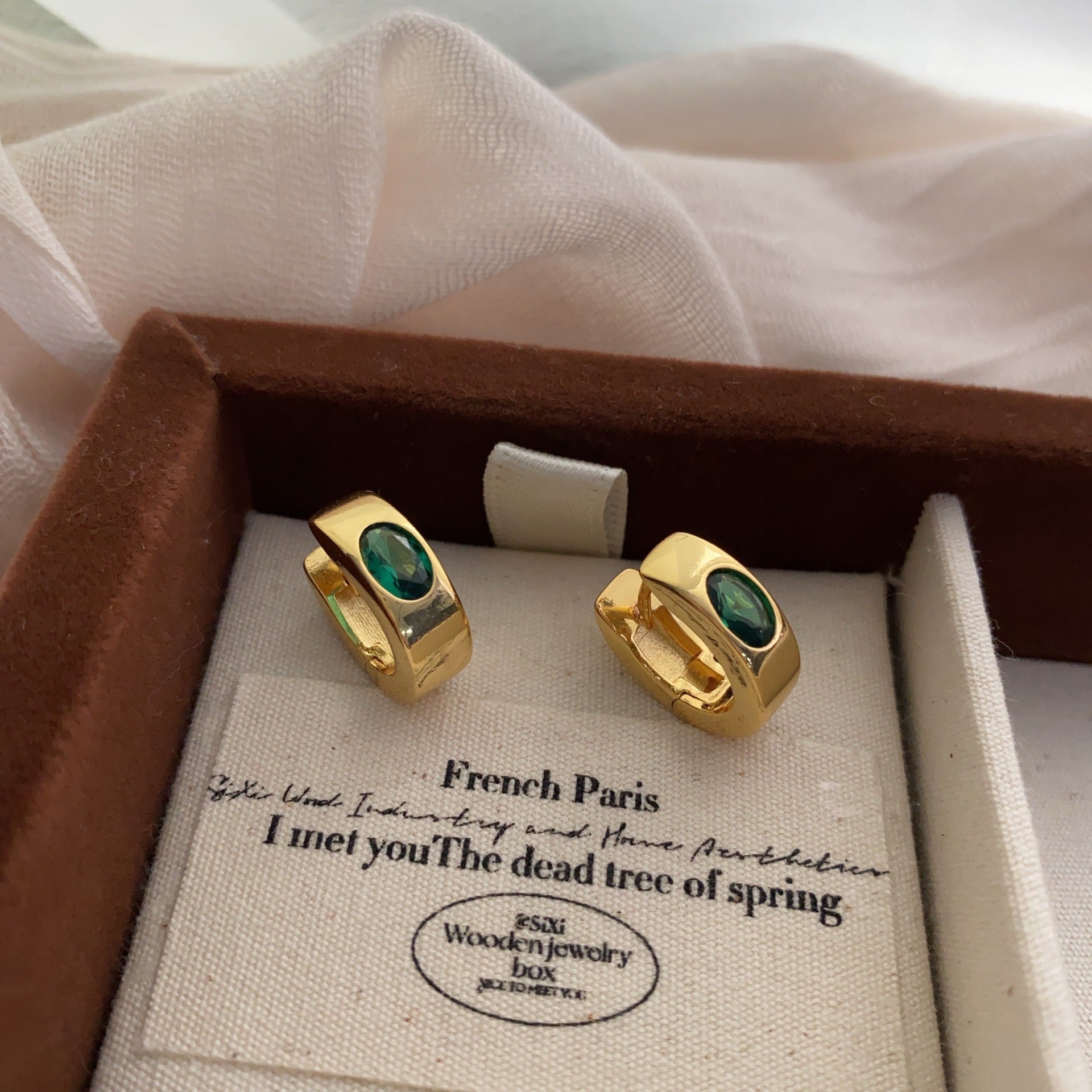 Vintage Emerald Zircon Earrings Vintage Small Earrings Birthday Gift
