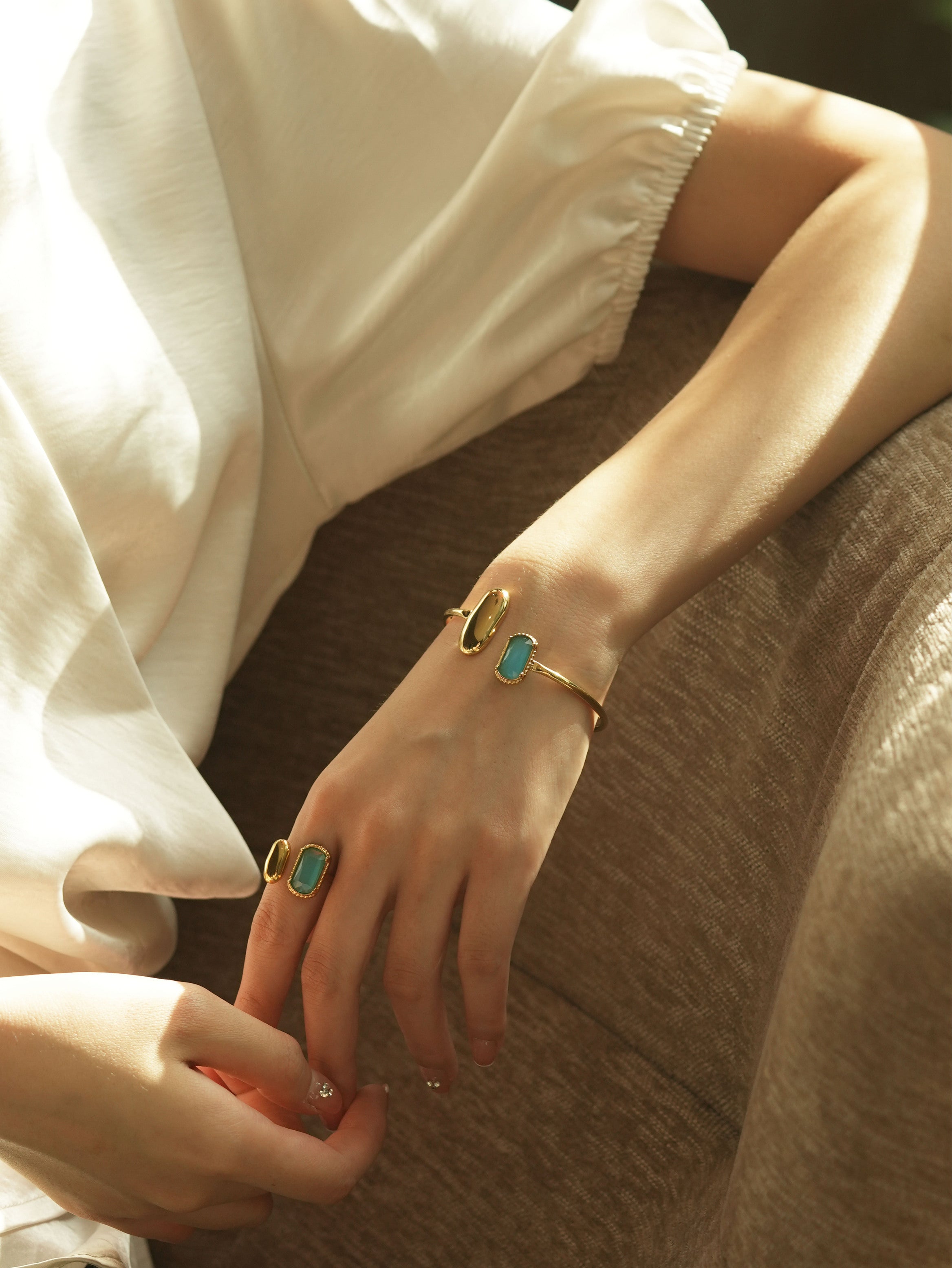 Sea & Blue Gold Open Bangle