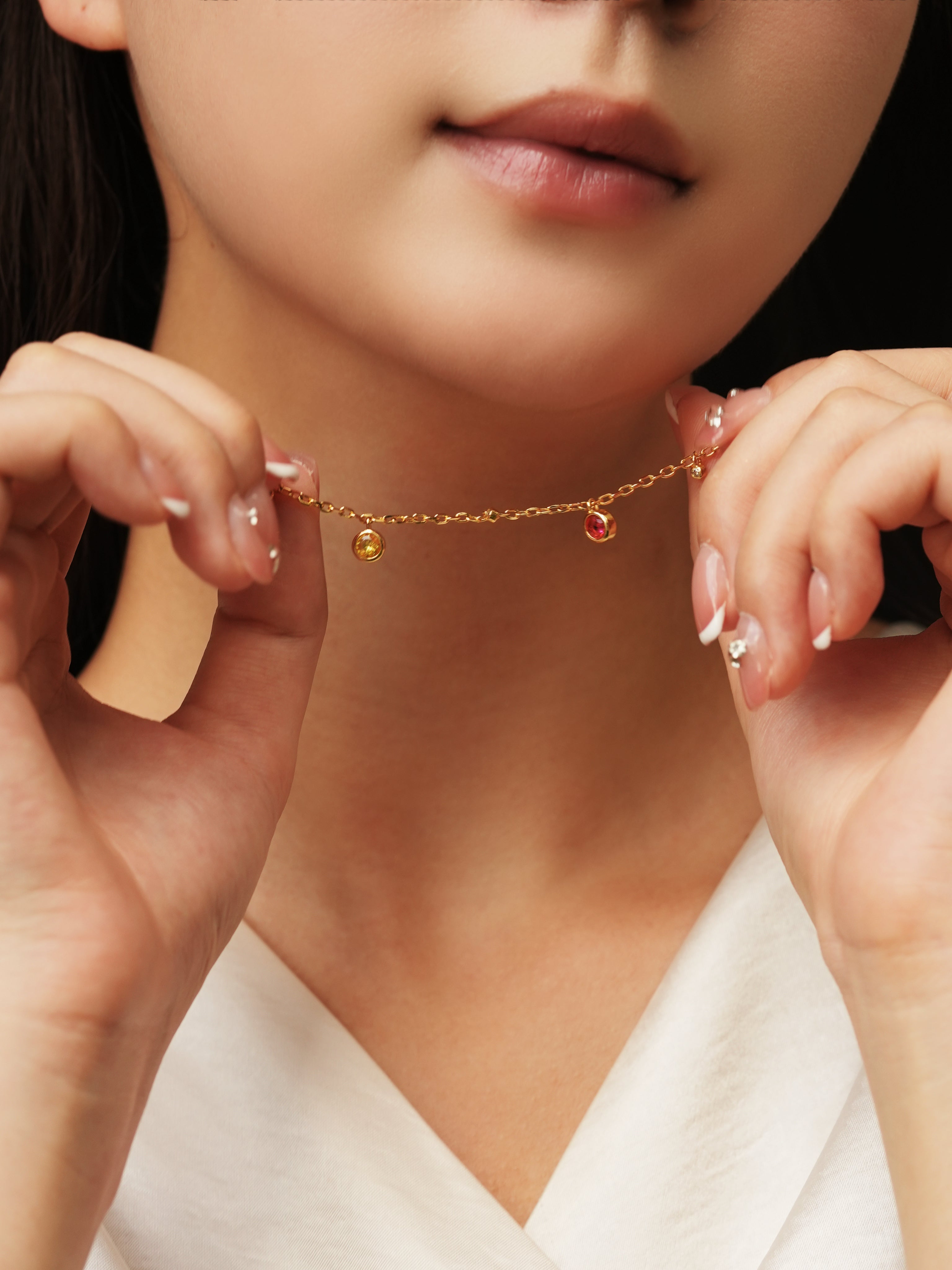 Rainbow Neclace Candy Color Tourmaline Tassel Dopamine Multi-Gemstone Necklace Women's Necklace