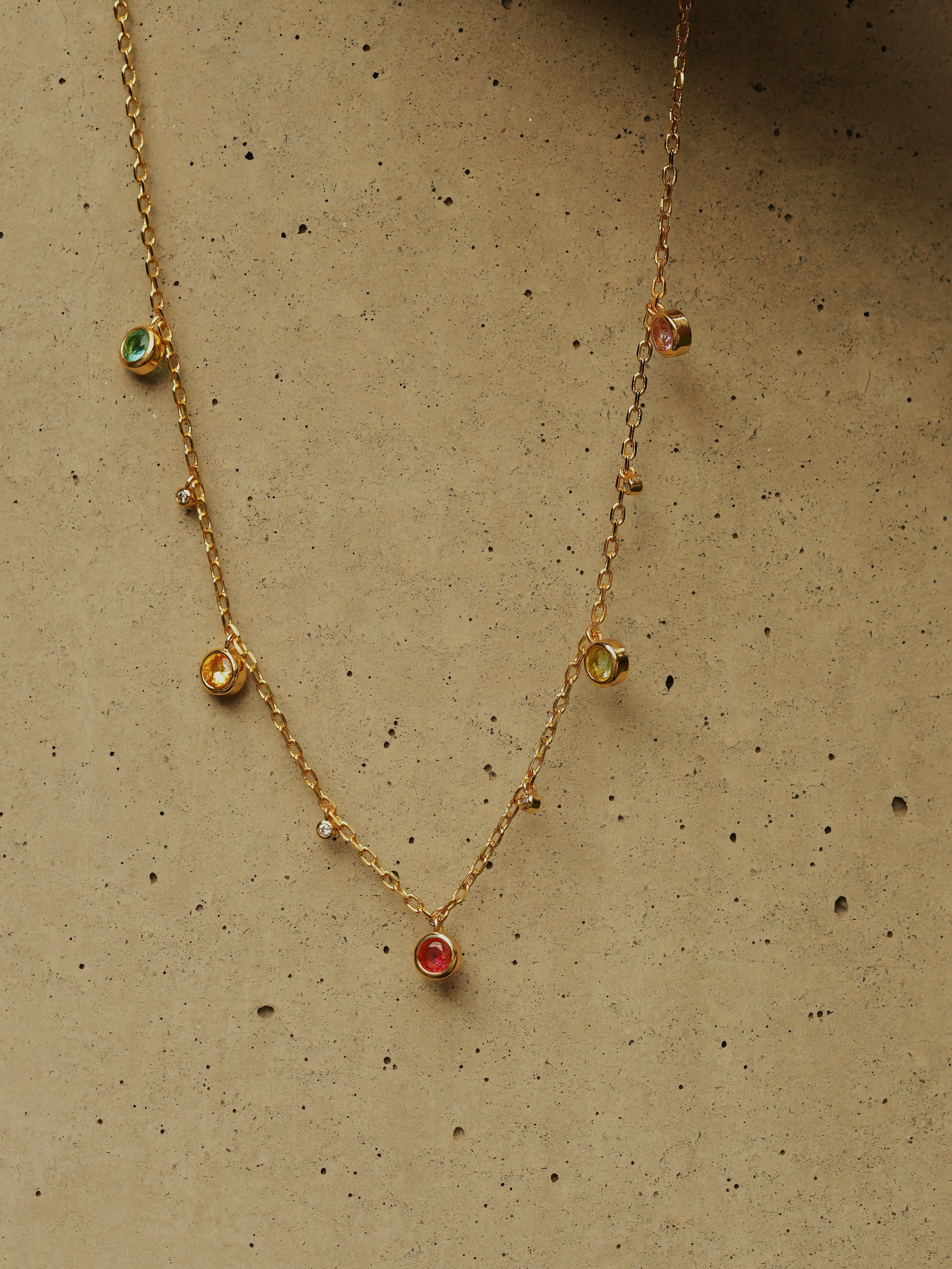 Rainbow Neclace Candy Color Tourmaline Tassel Dopamine Multi-Gemstone Necklace Women's Necklace
