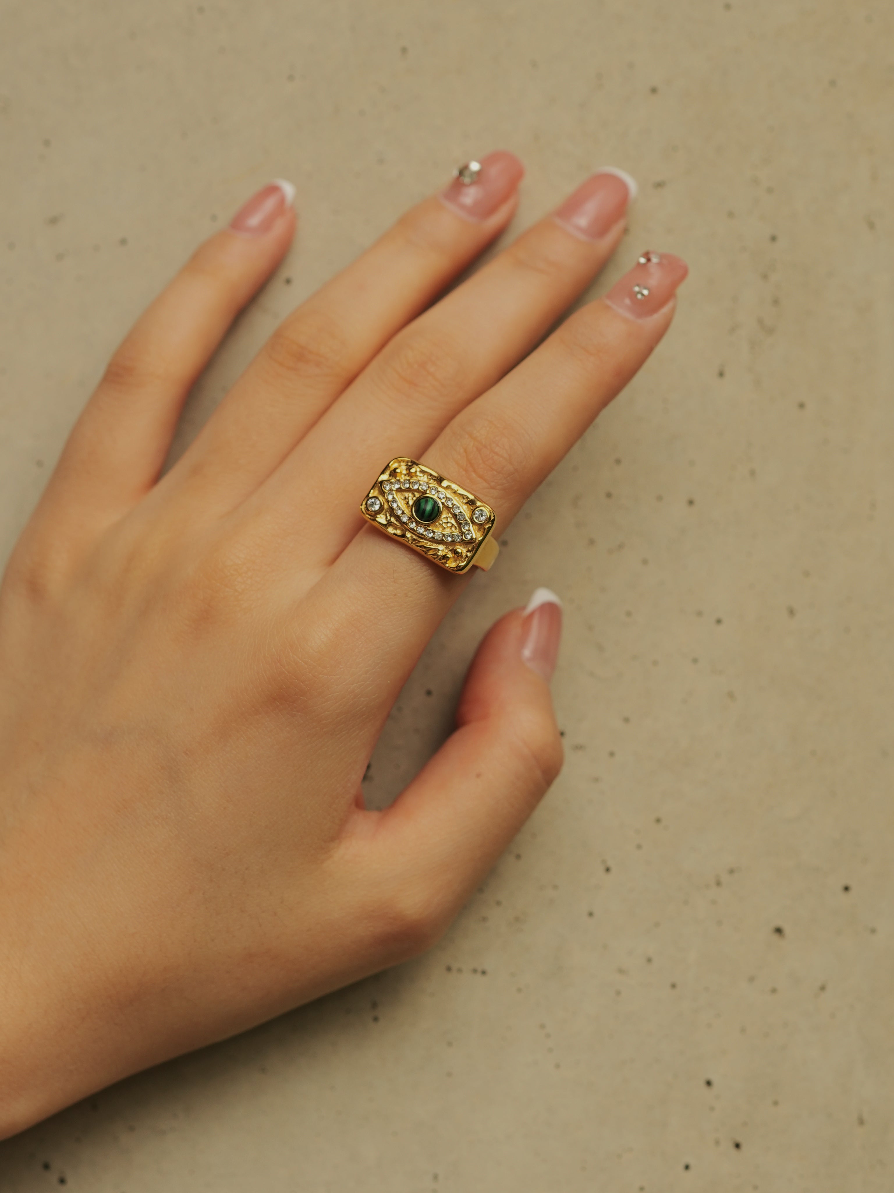 Vintage Evil Eye Gold Ring – Turquoise Evil Eye Ring Jewelry for Women