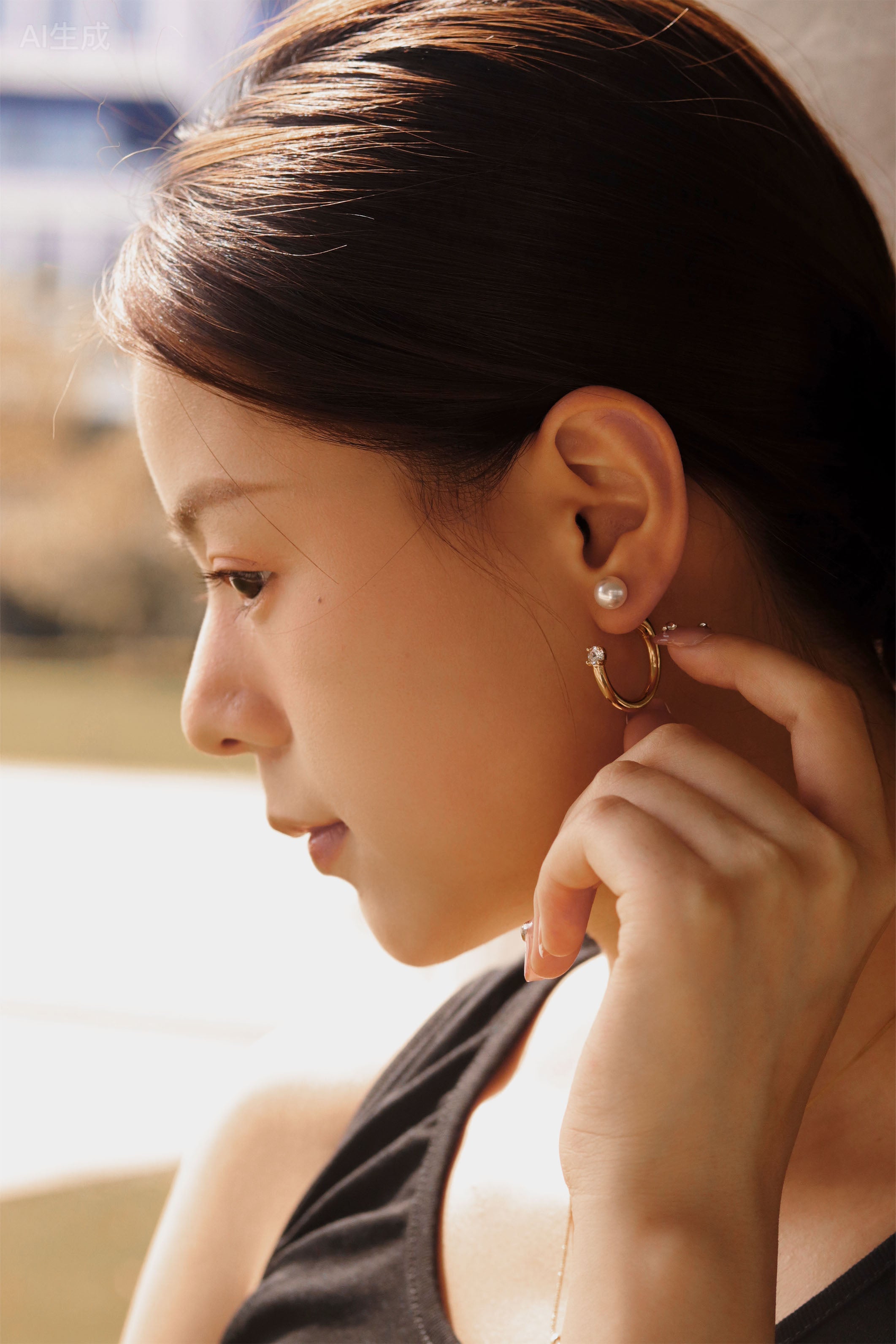Exquisite Women's Pearl Earrings Half-enclosed Gold Earrings Simple Pearl Earrings
