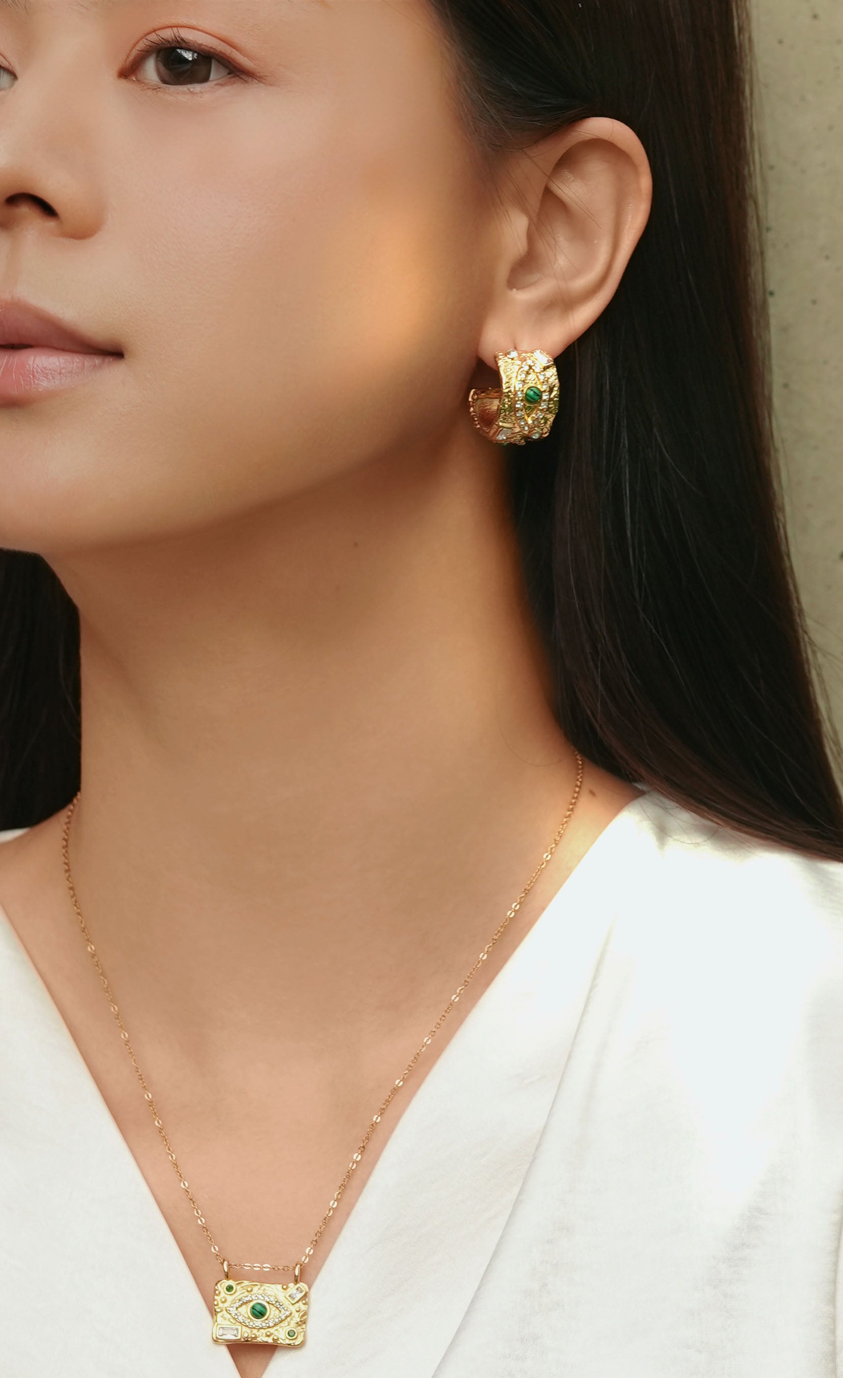 Gold Evil Eye Earrings – Vintage Protective Hoop Jewelry for Women