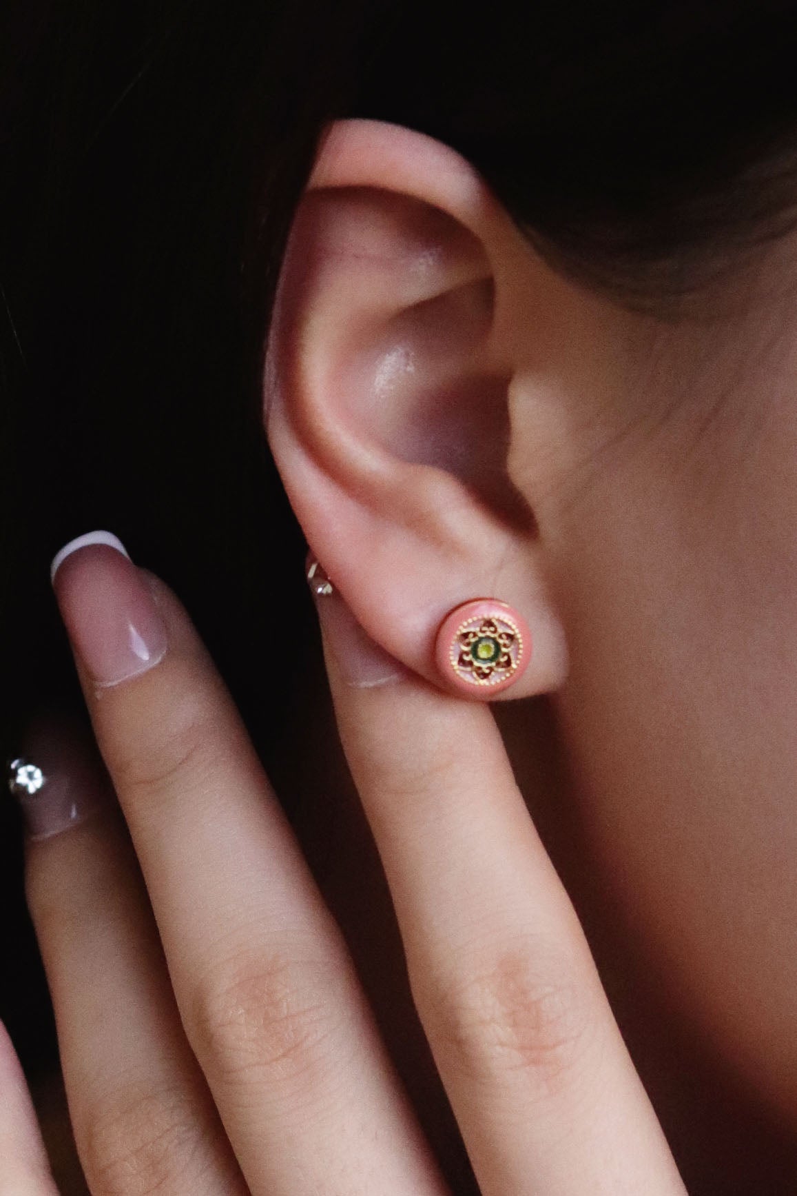 Blush Petal Enamel Stud Earrings