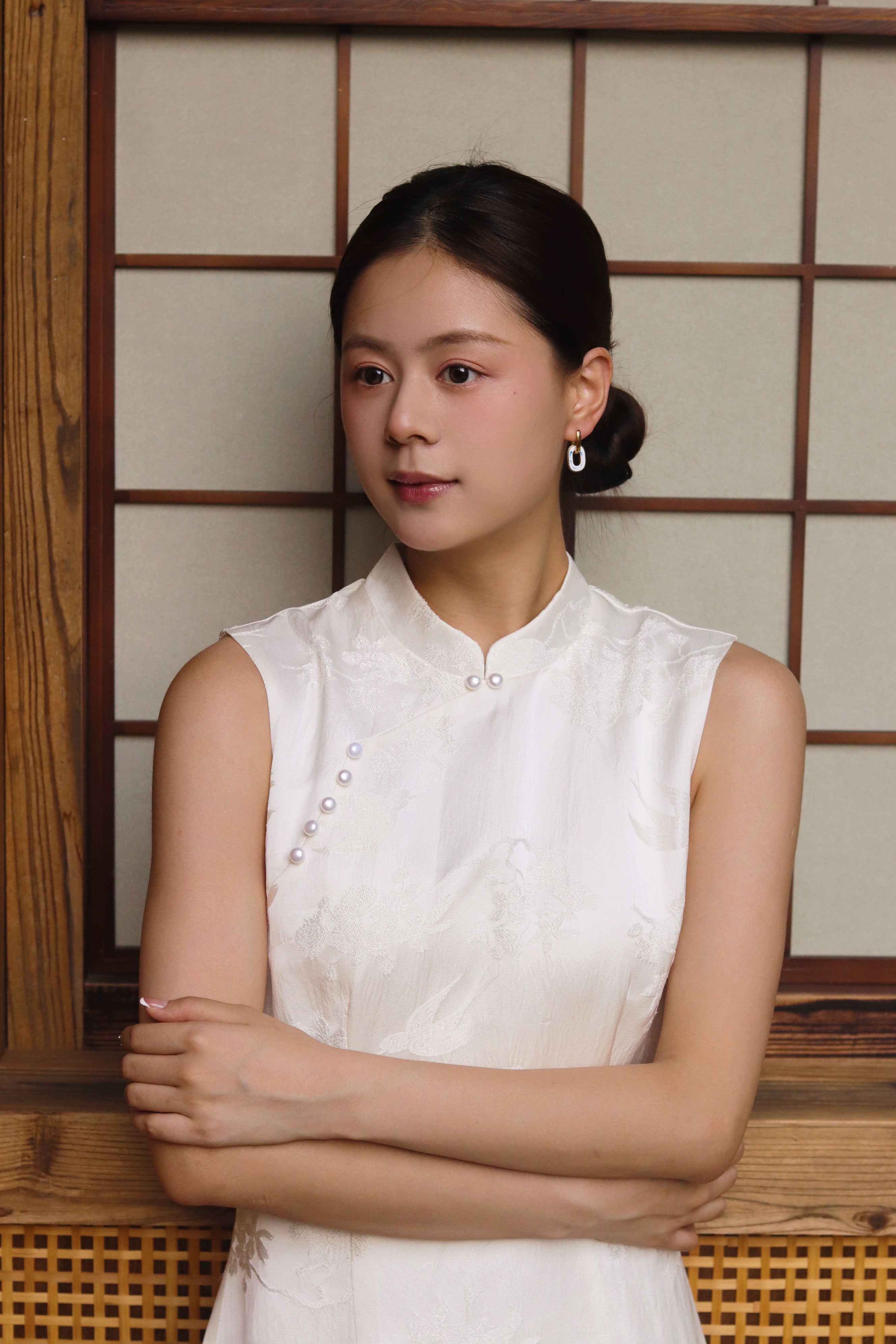YUHE Ethnic Blue-and-White Porcelain Double Hoop Earrings
