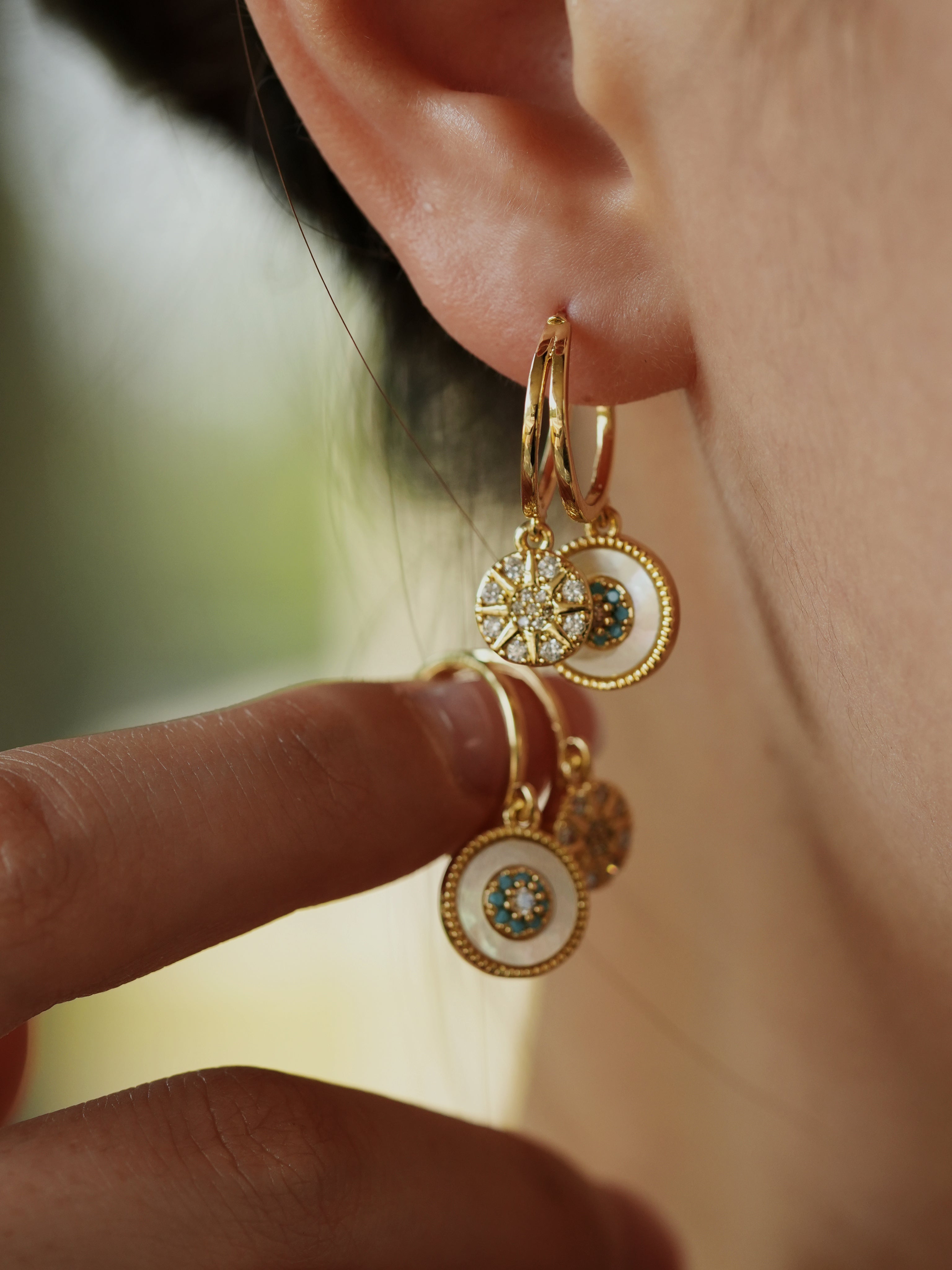 The Daughter of the Sea Zircon Eight-pointed Star Shell Earrings Women's Earrings Simple Gold Earrings