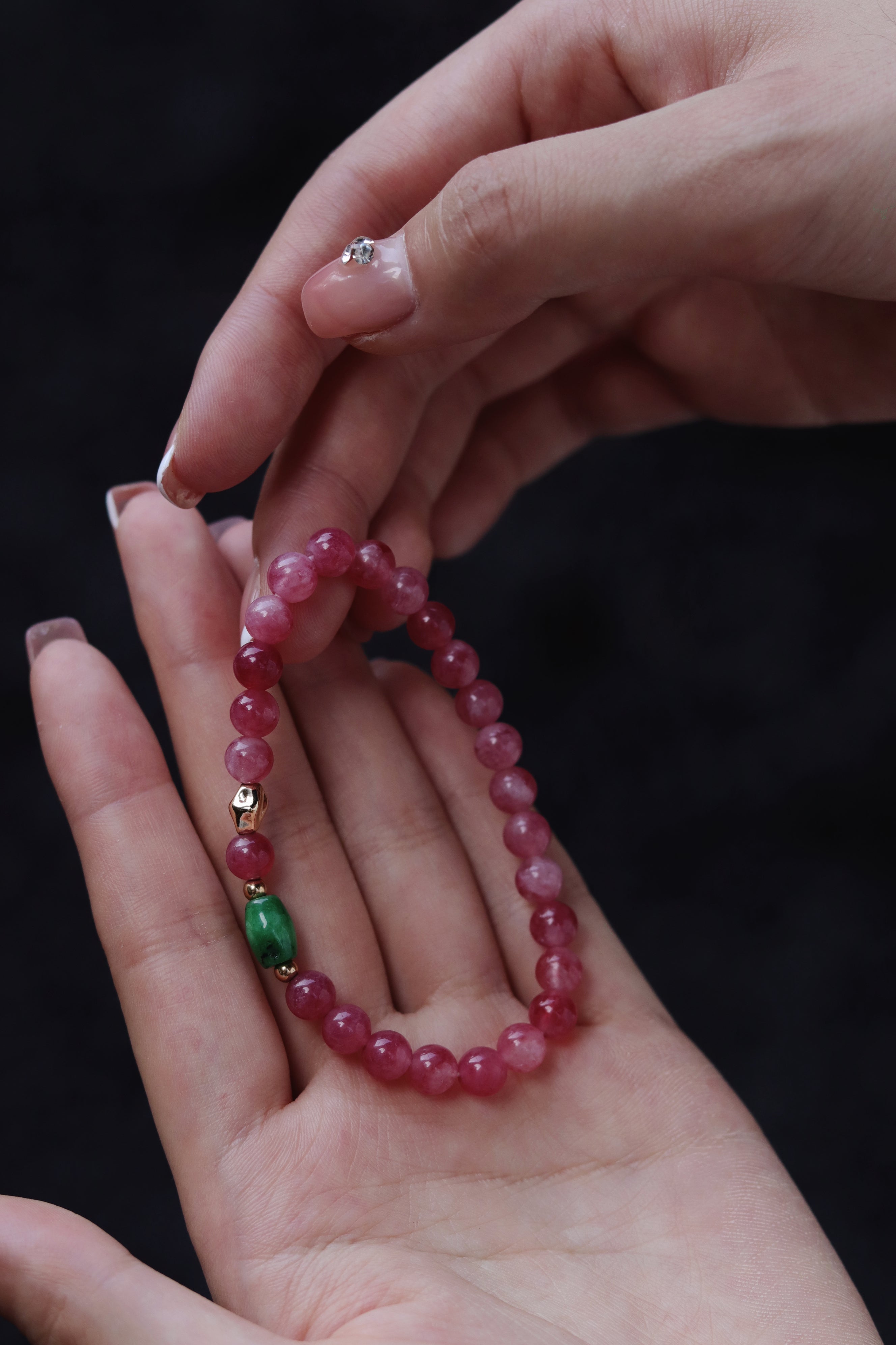 Natural Strawberry Crystal Bracelet DIY Handmade Beads Jade Stone Blessing Bracelet