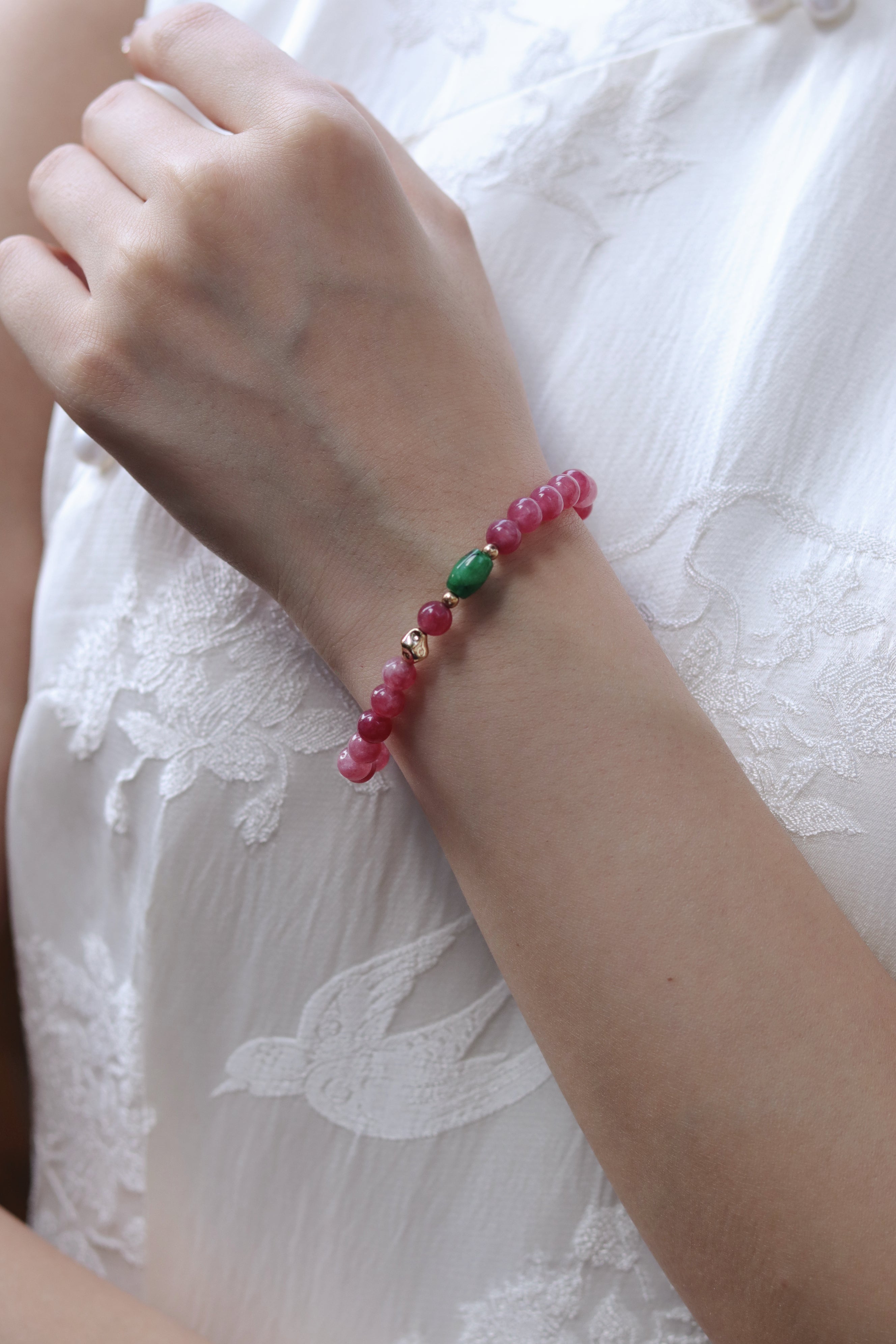 Natural Strawberry Quartz & Jasper Bracelet
