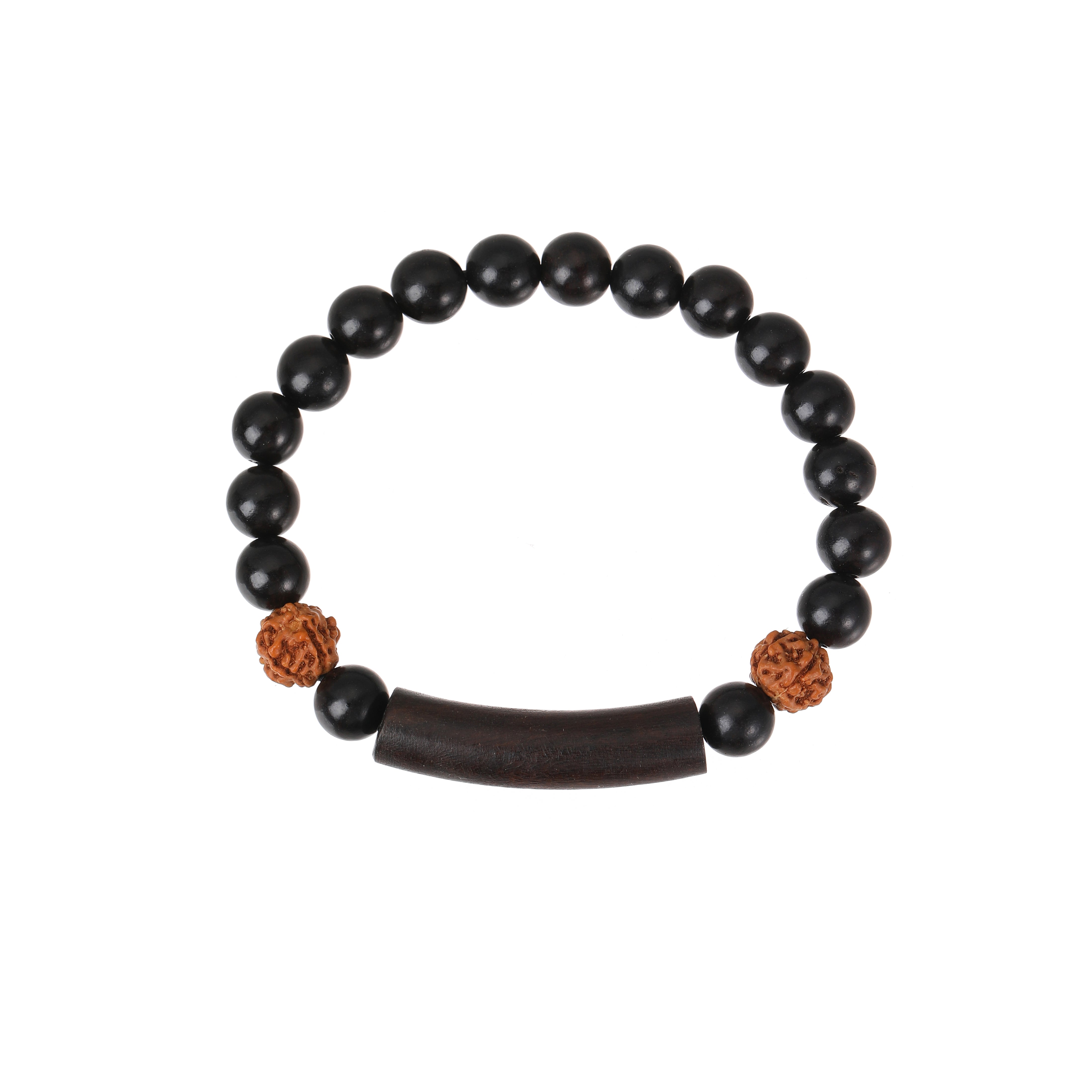 Natural Ebony Wood Beaded Bracelet