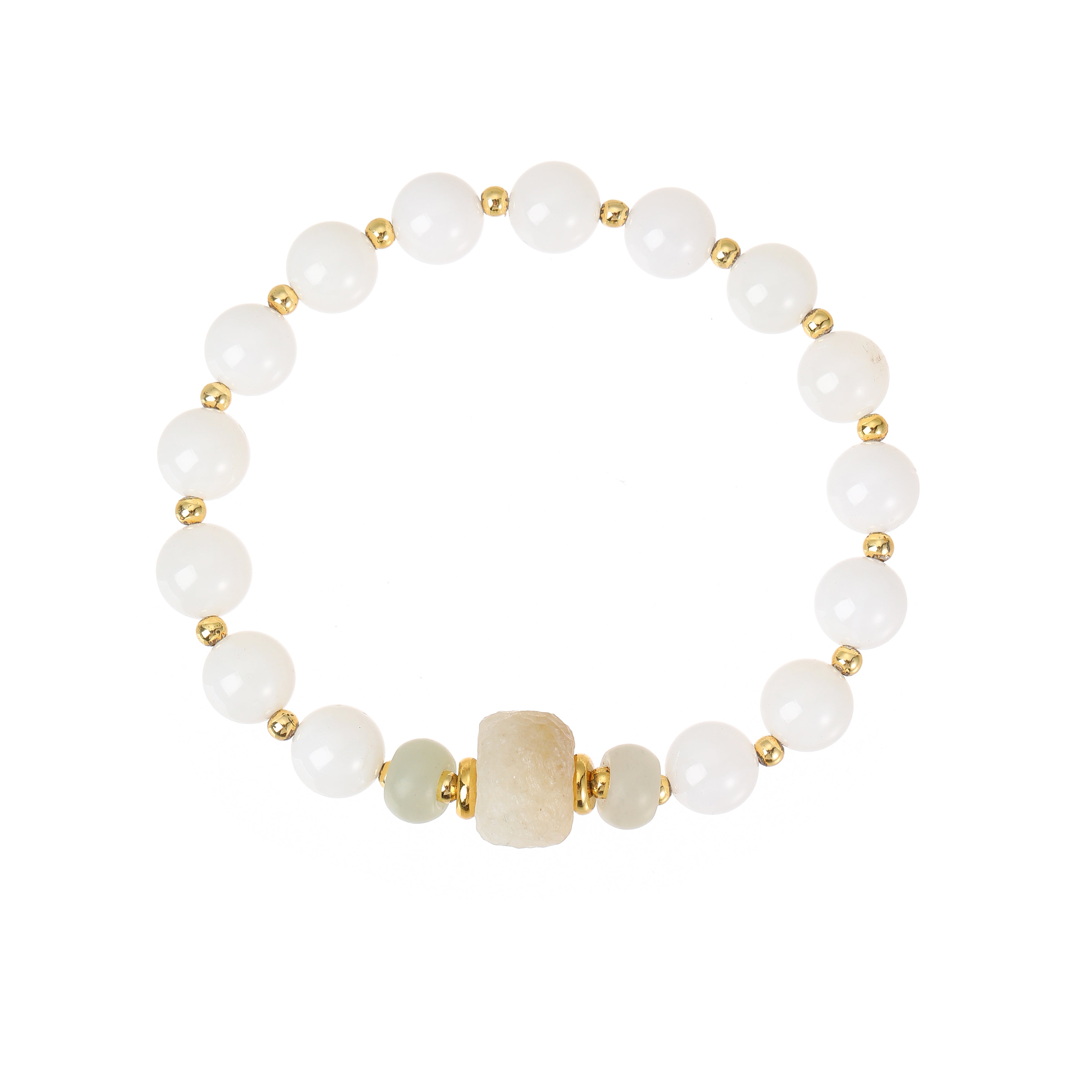 White Hetian Jade Beaded Bracelet