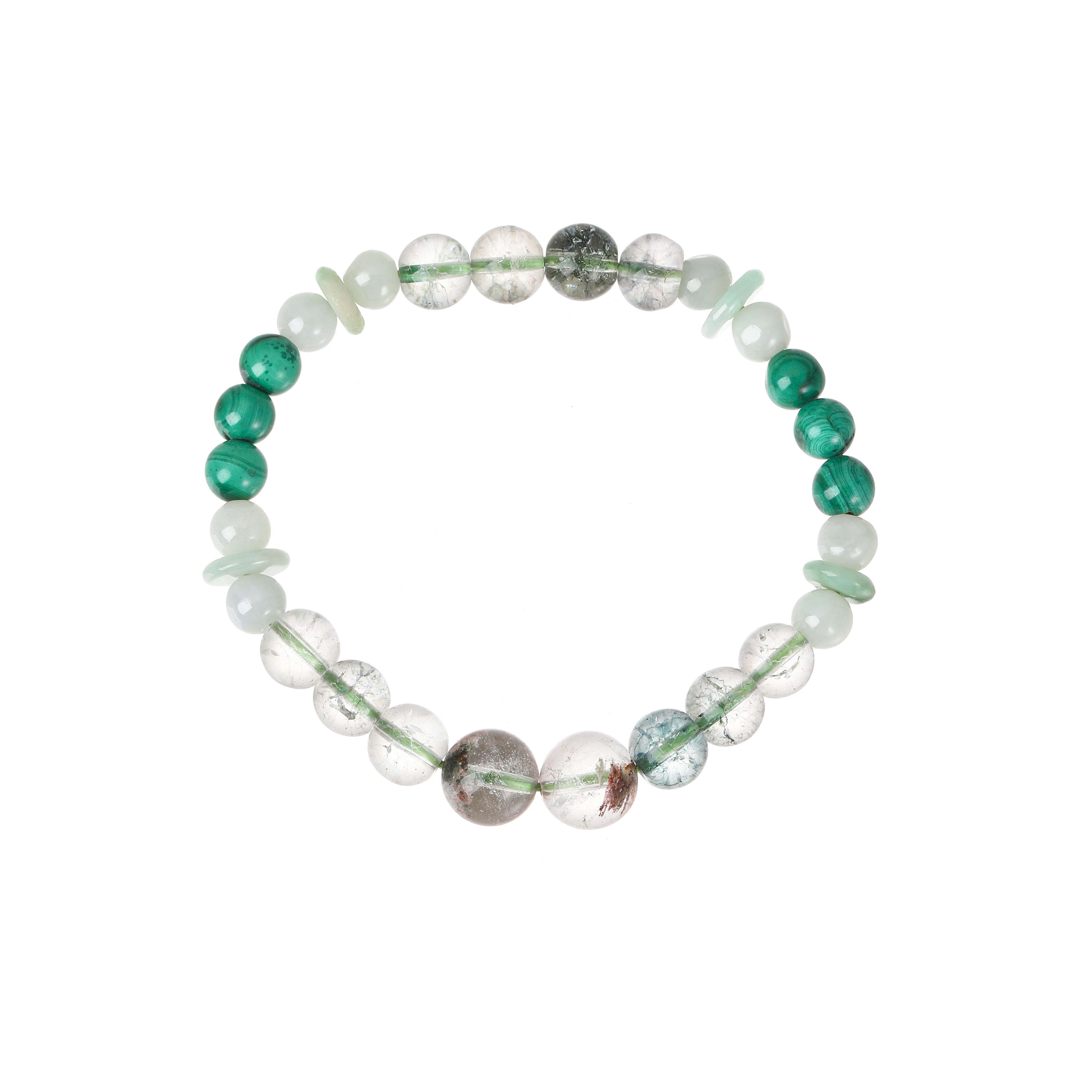 Natural Green Phantom Jadeite Bracelet