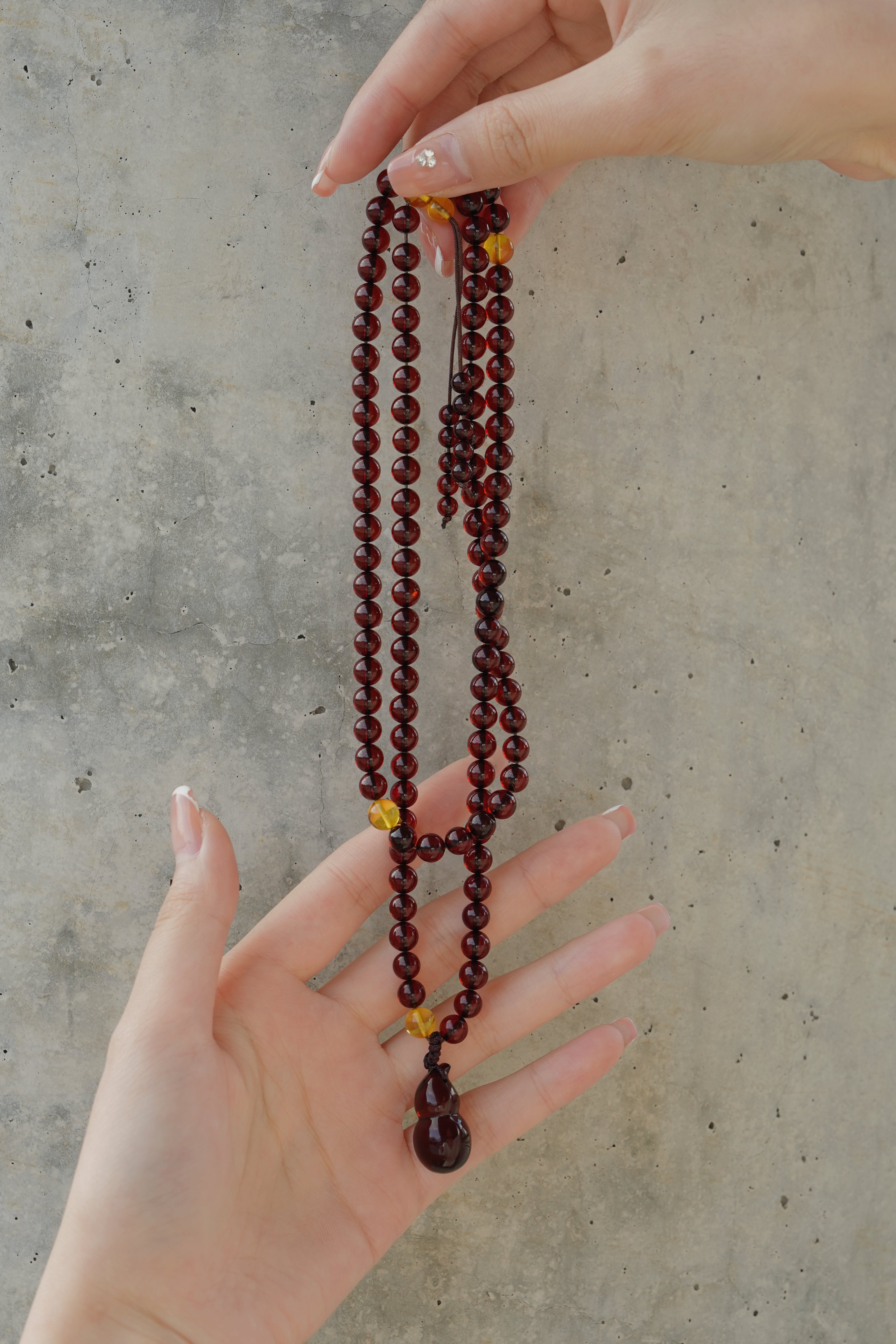 Handmade Blood Amber Bead Necklace – 108 Beads Multi-layer Bracelet