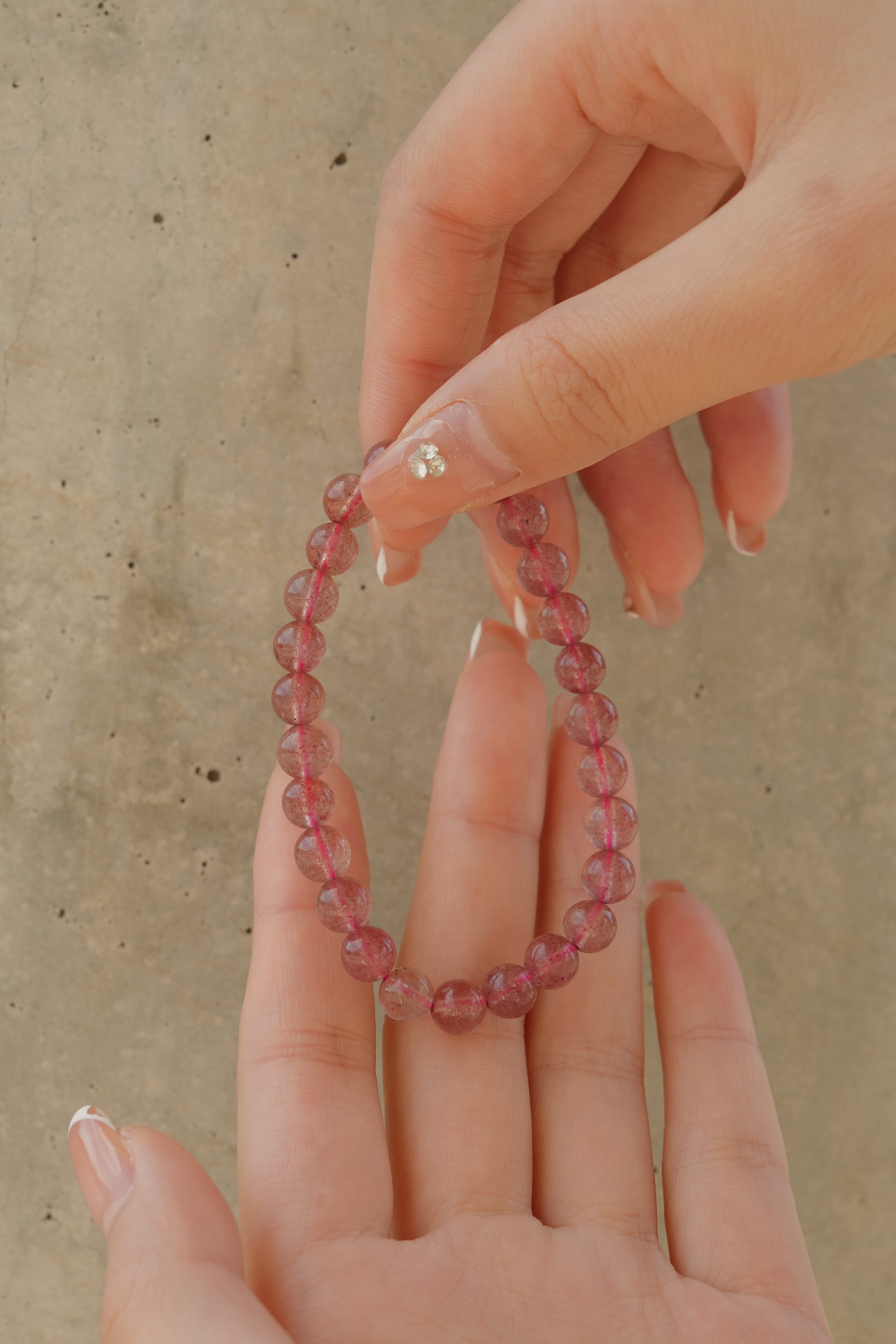 Natural Strawberry Quartz Beaded Bracelet
