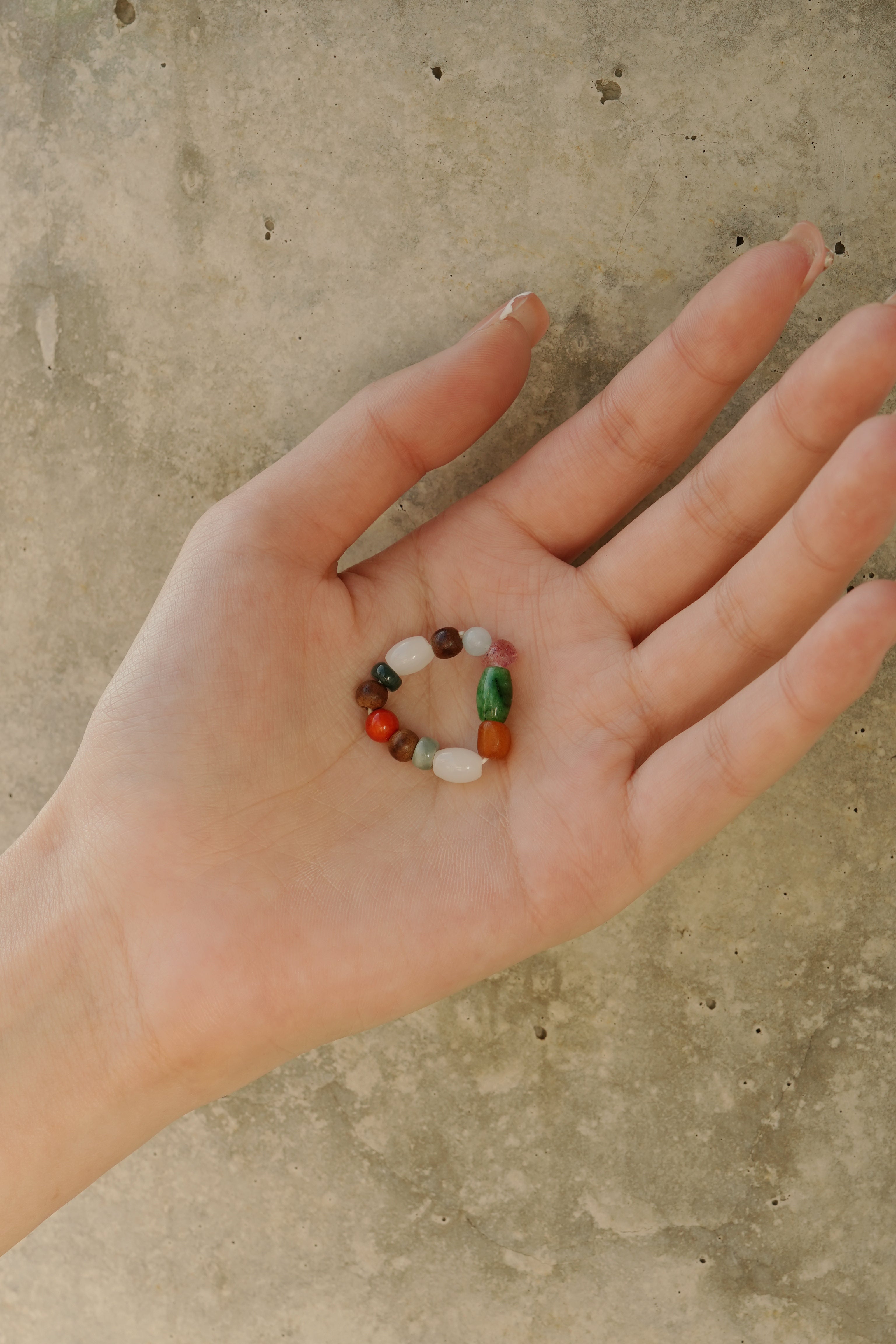 Colorful Multi-Gem Elastic Ring - Handmade Mixed Stone Statement Unique Jewelry