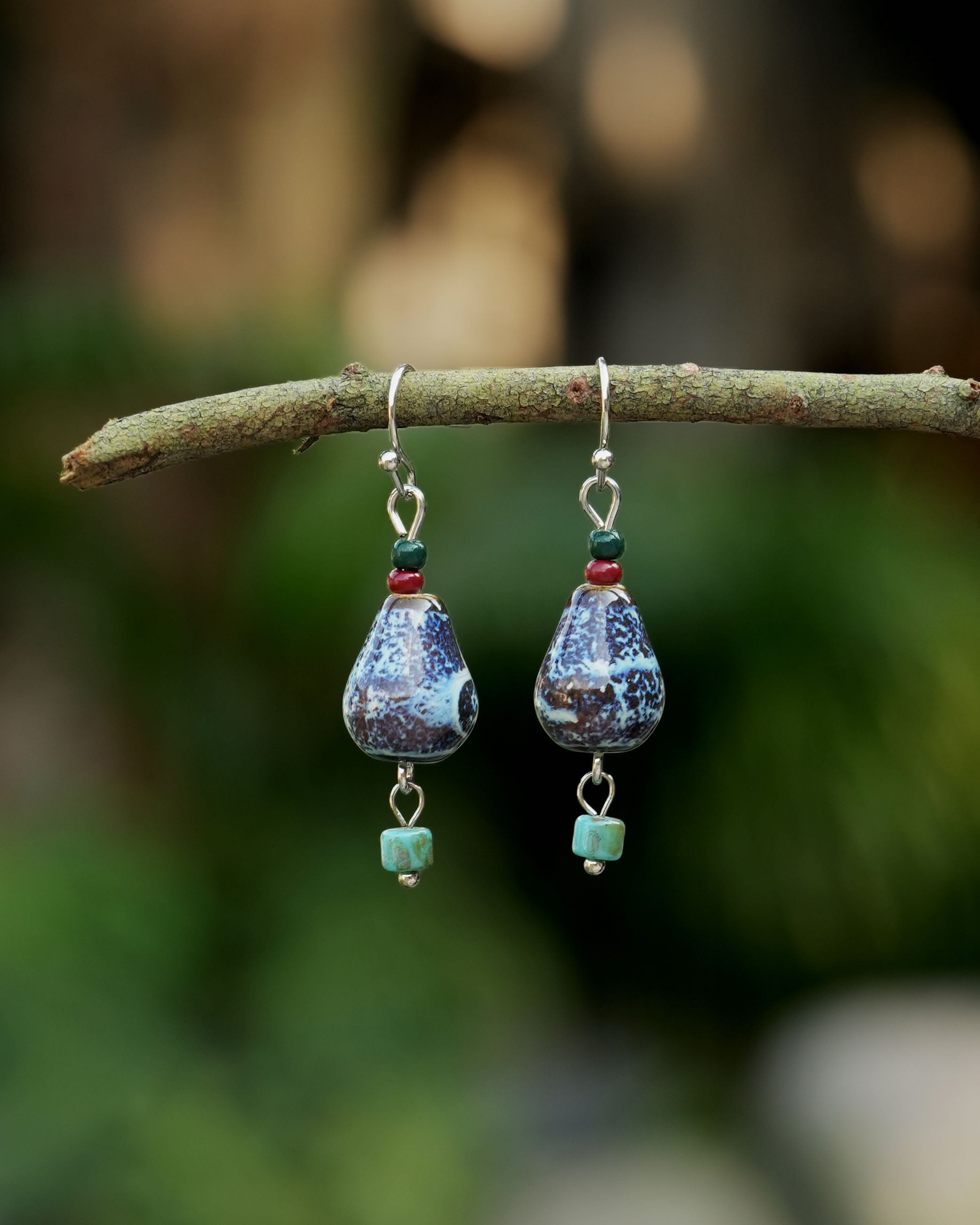 Kiln Artistry Ceramic Gourd Drop Earrings