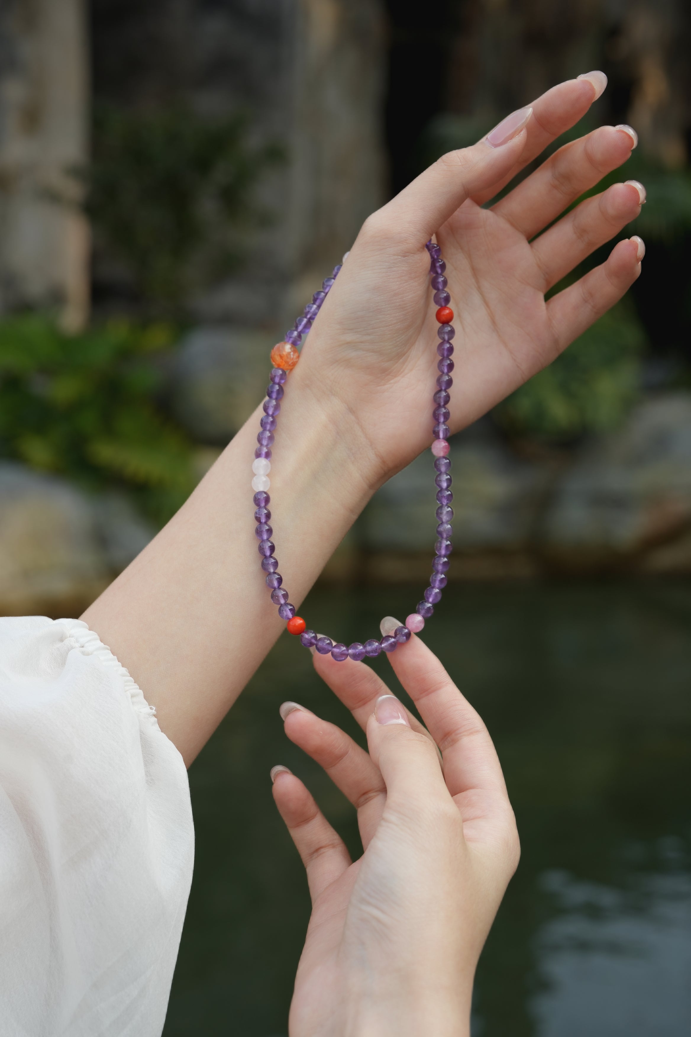 Multi-Layer Amethyst Beaded Bracelet Natural Crystal Bracelet Calming Down